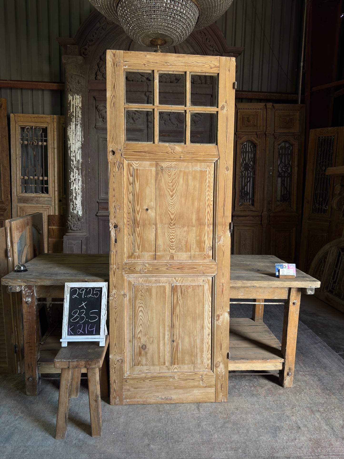 Unique 6 Lite Glass Antique Door - 29.25x83.5 K214