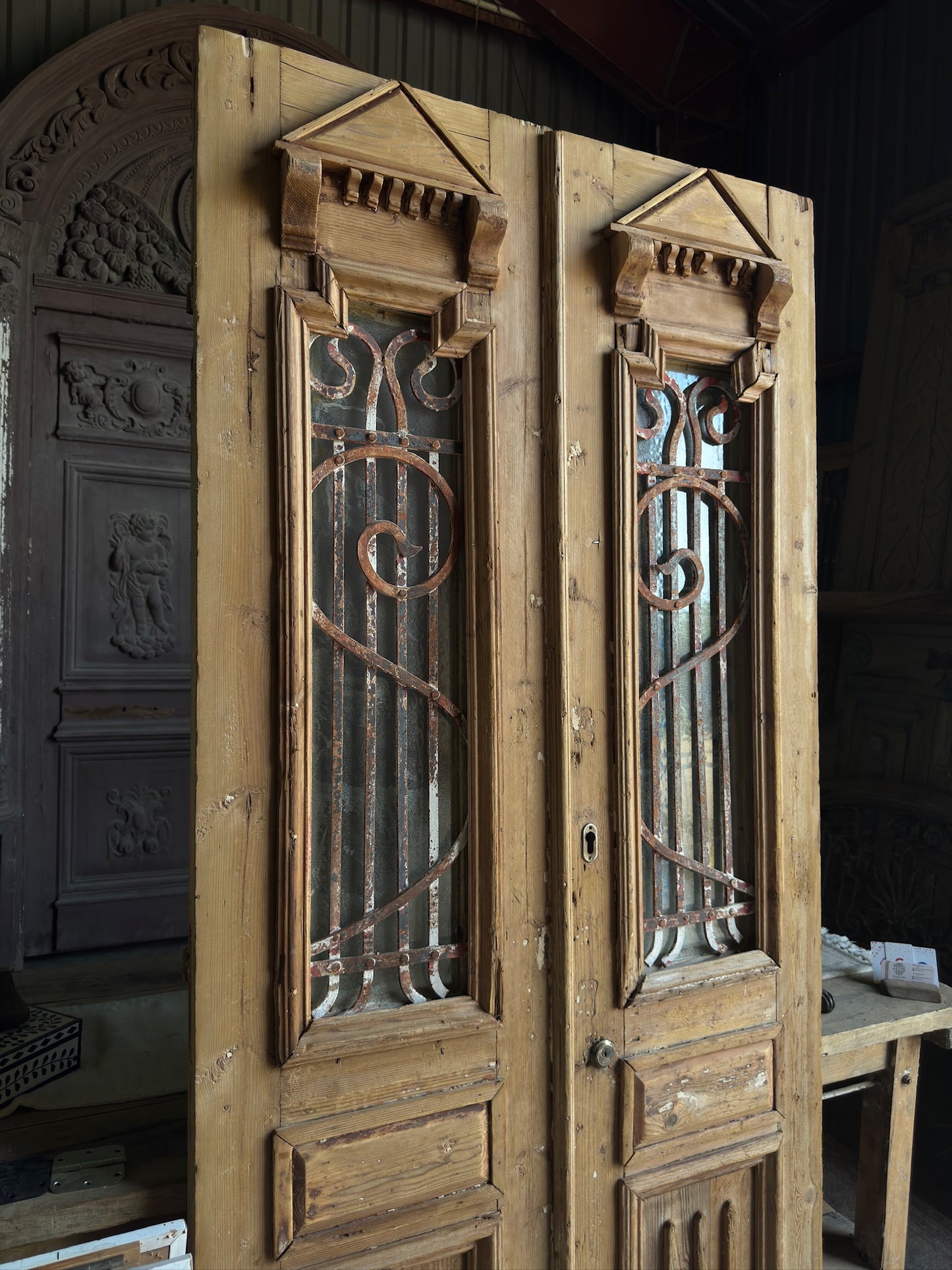 Antique Iron French Doors - 42.25x90.5 J40