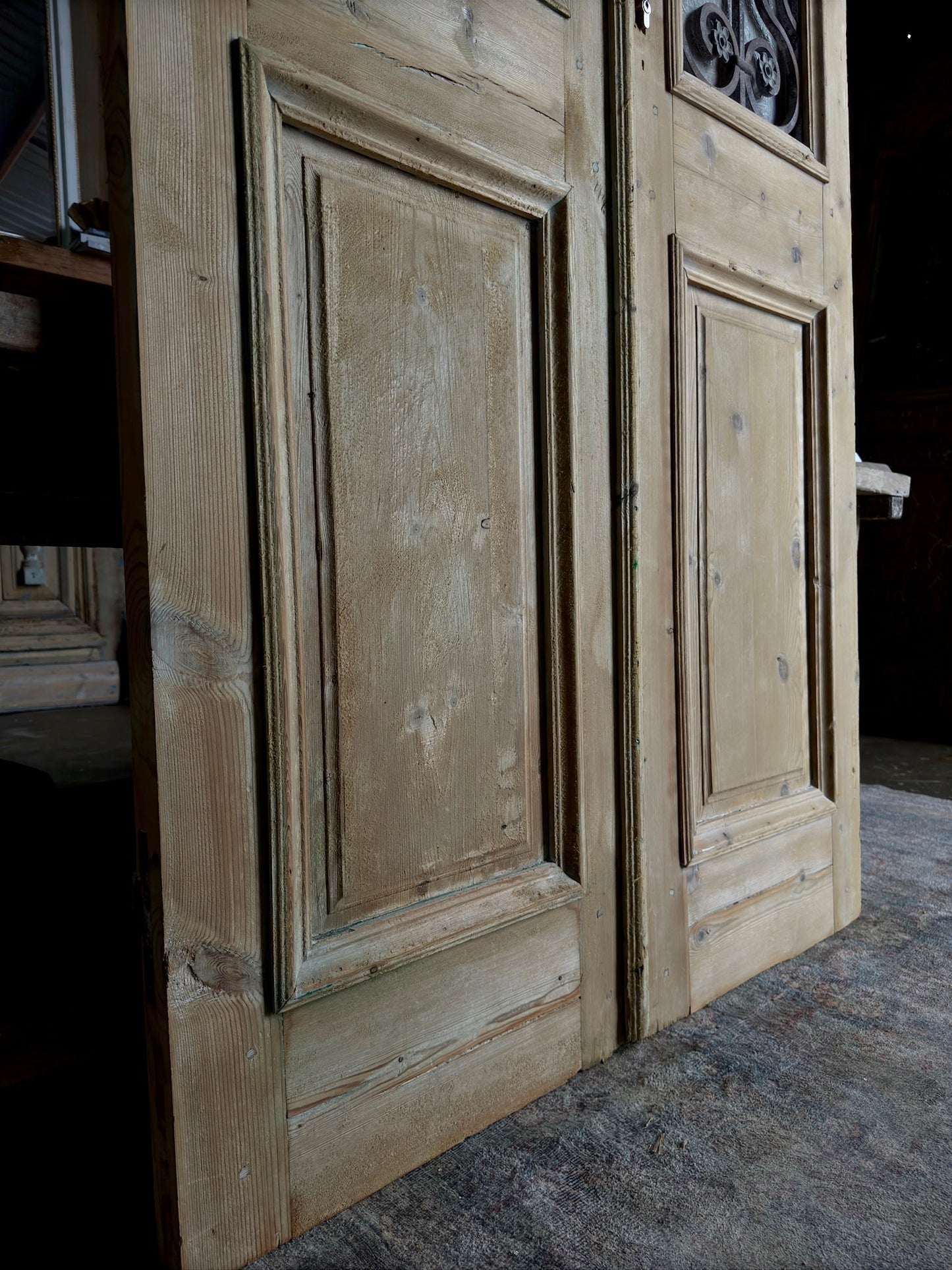 Elegant Tall Iron Antique French Doors - 47.25x106 H66