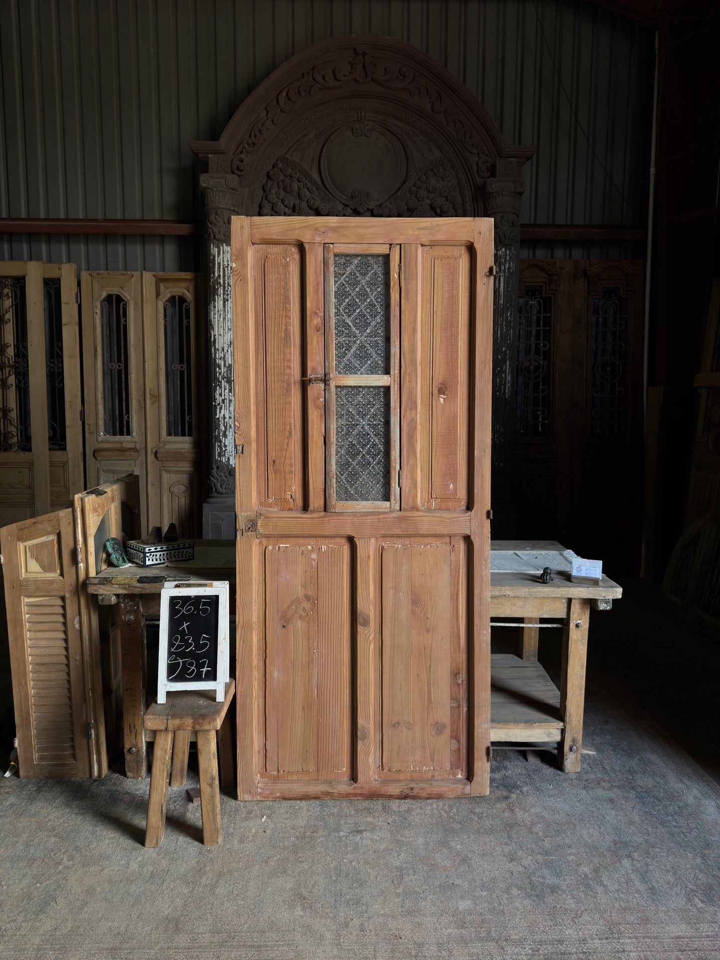 Unique Antique Iron and Glass Single Door - 36.5x83.5 J87