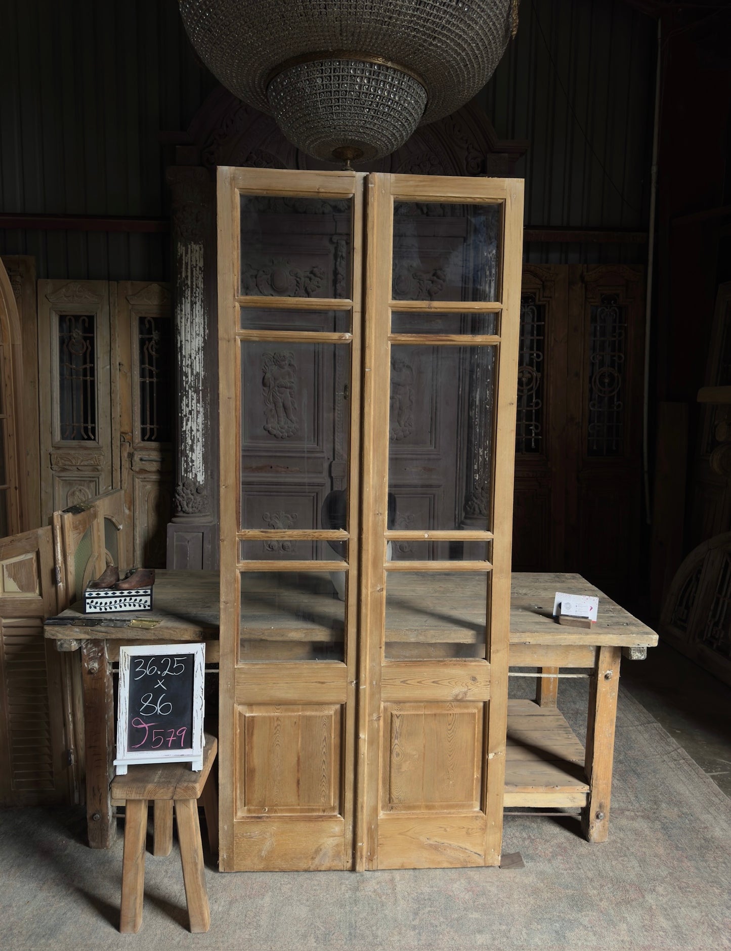 Glass Antique French Doors - 36.25x86 J579