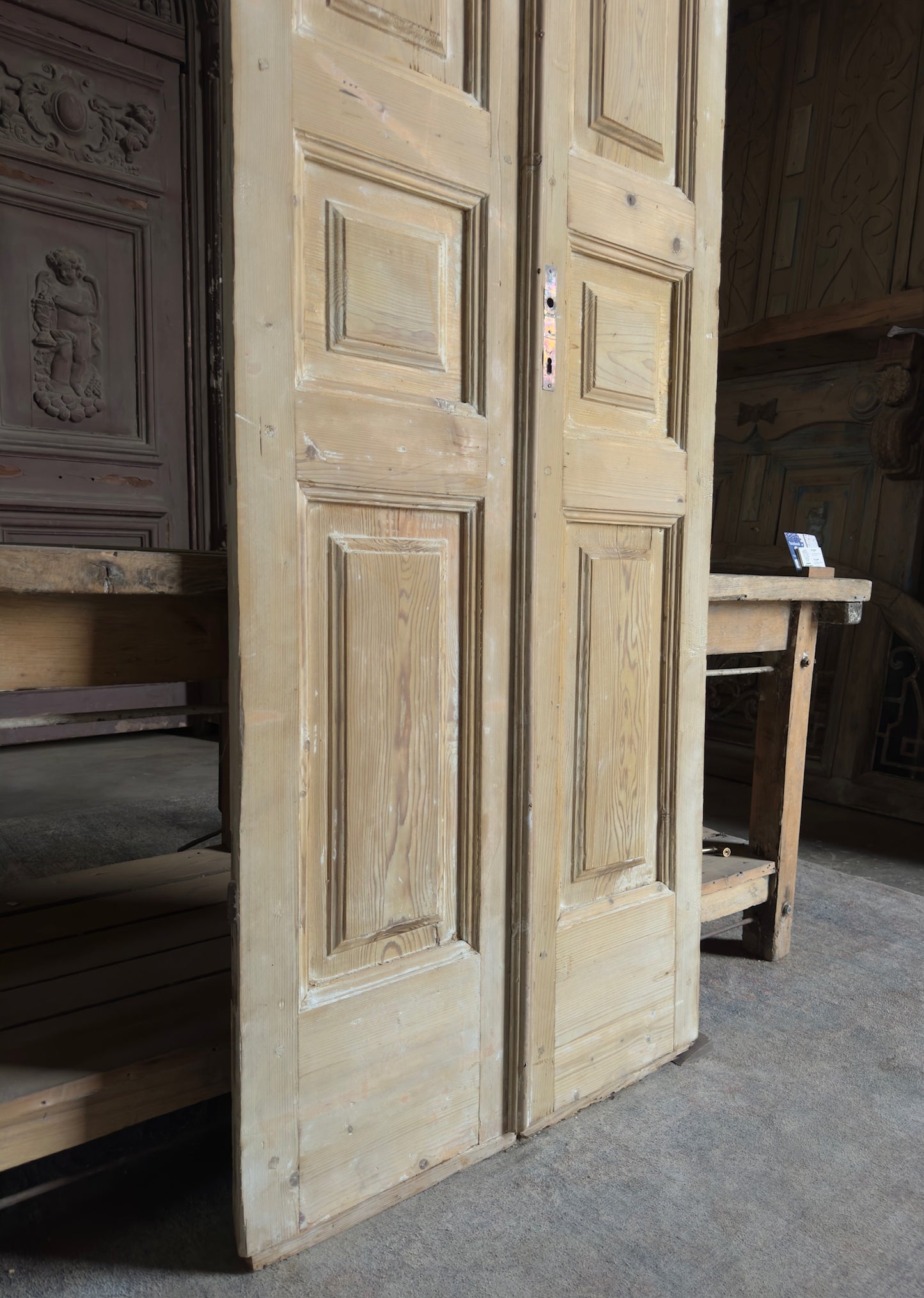 2 Panel Antique Solid French Doors - 31.25x105 K322