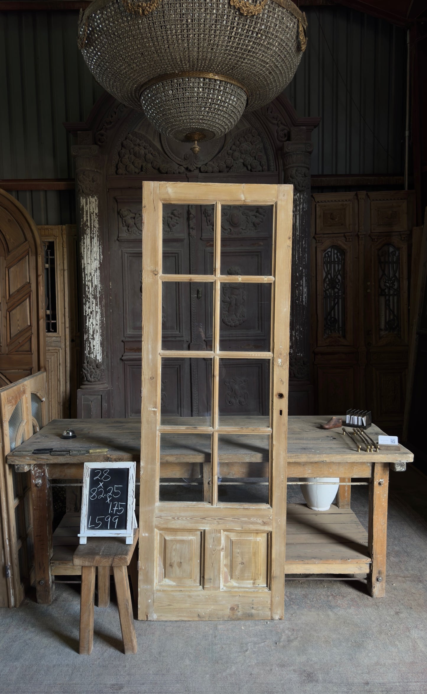 Antique Glass 8 Lite Single Door - 28x82.25 - L599