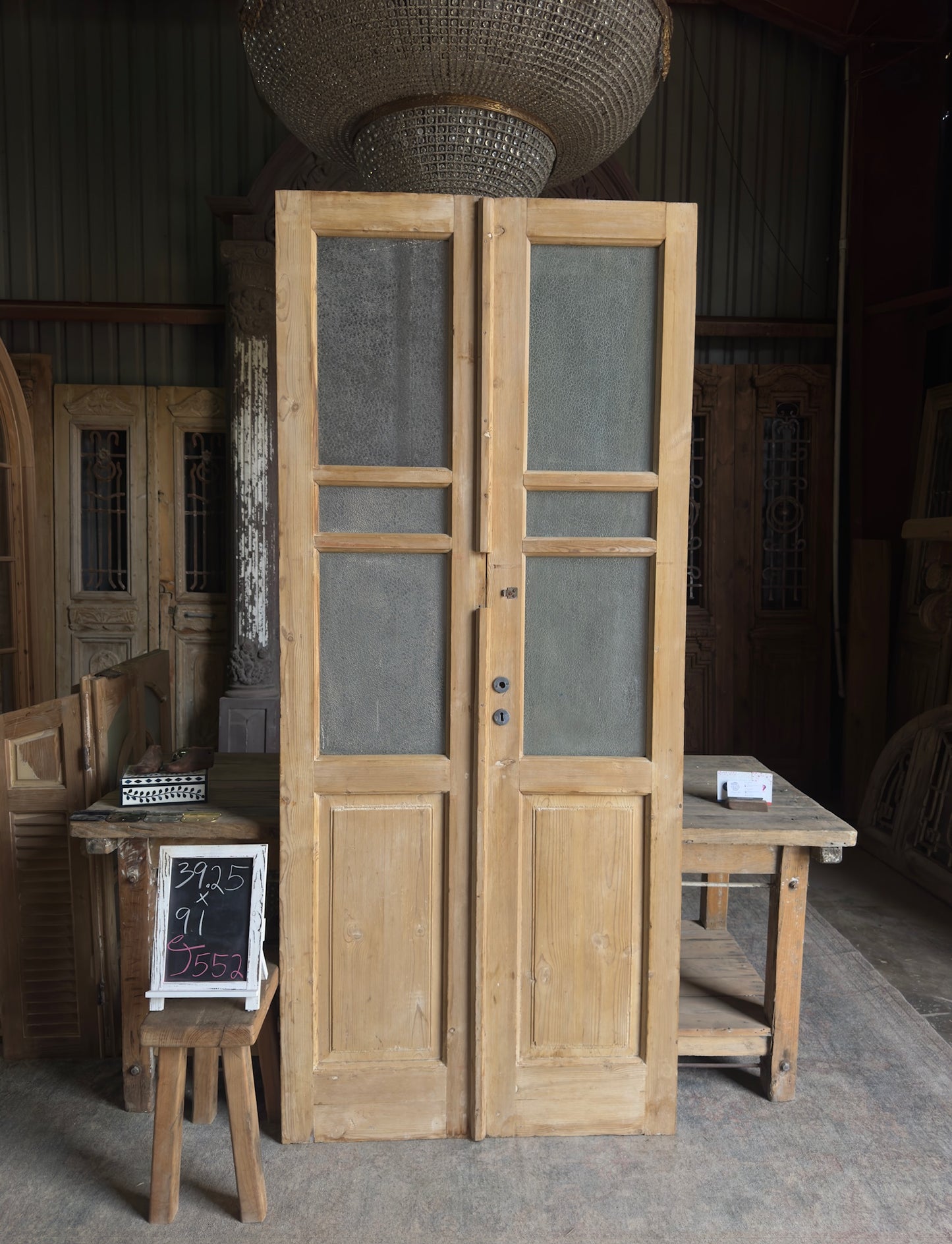 Glass Antique French Doors - 39.25x91 J552