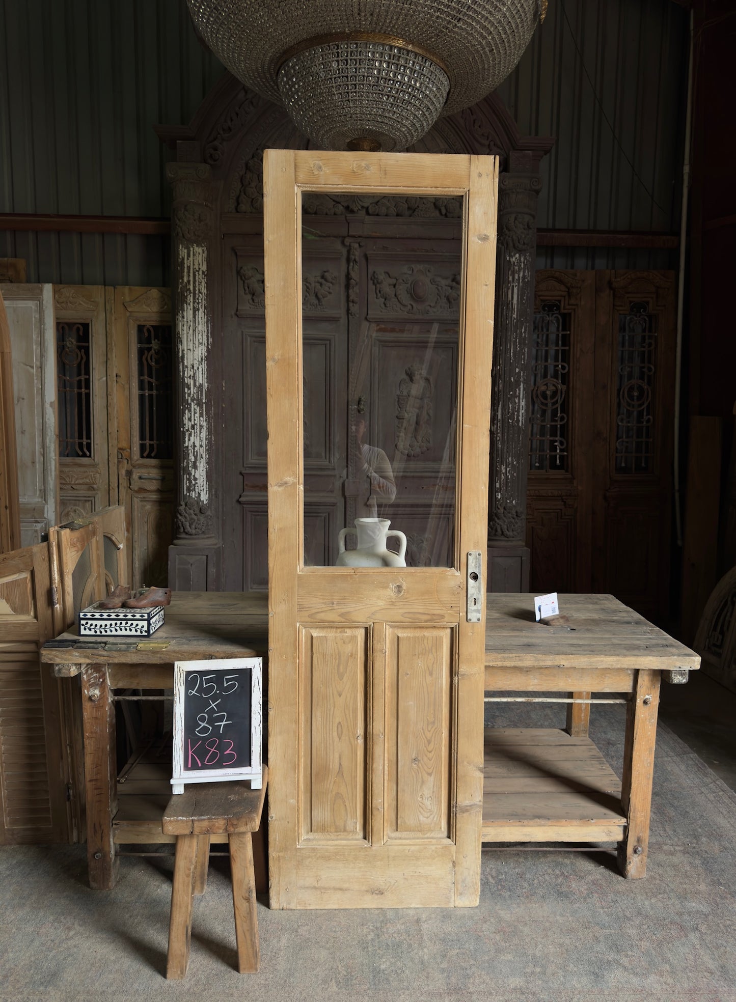 Open Glass Single Antique Door - 25.5x87 K83