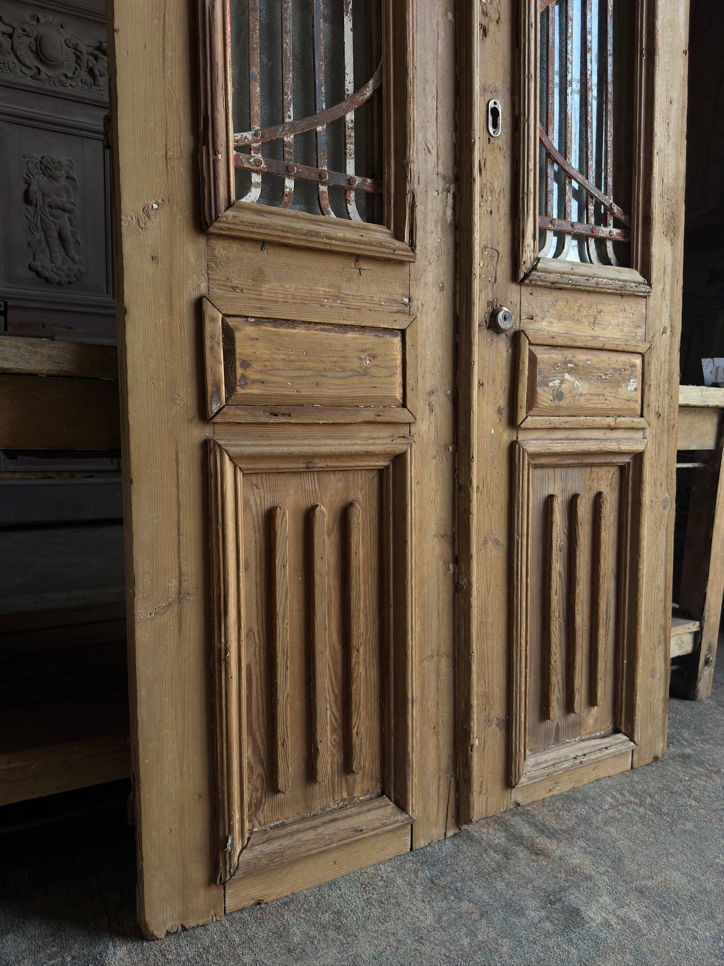 Antique Iron French Doors - 42.25x90.5 J40