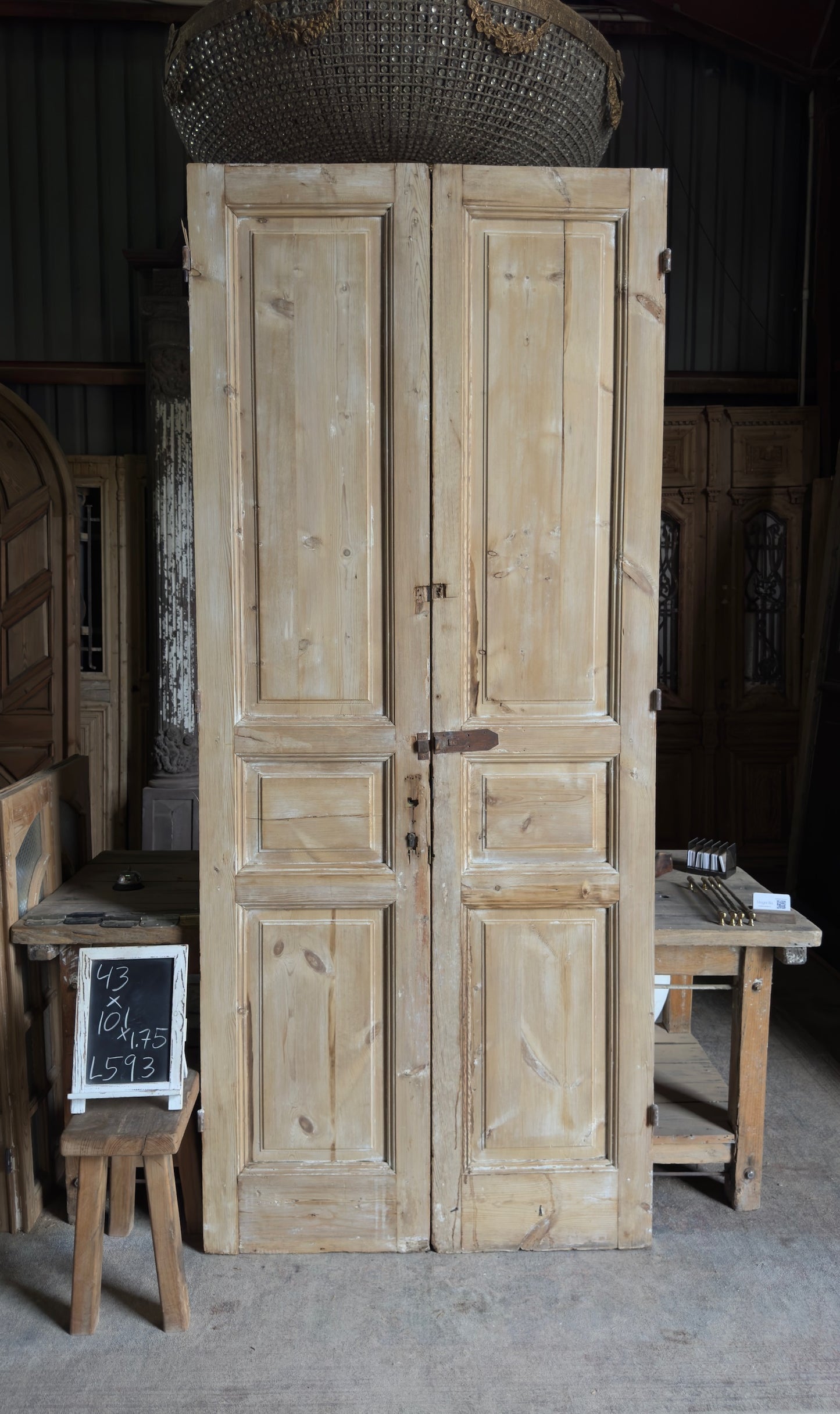 Antique 3 Panel French Doors - 43x101 - L593