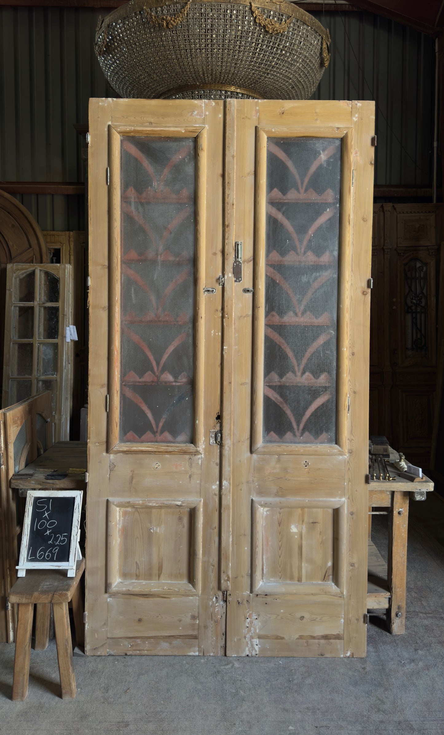 Antique Iron 2 Panel Double Doors - 51x100 - L669