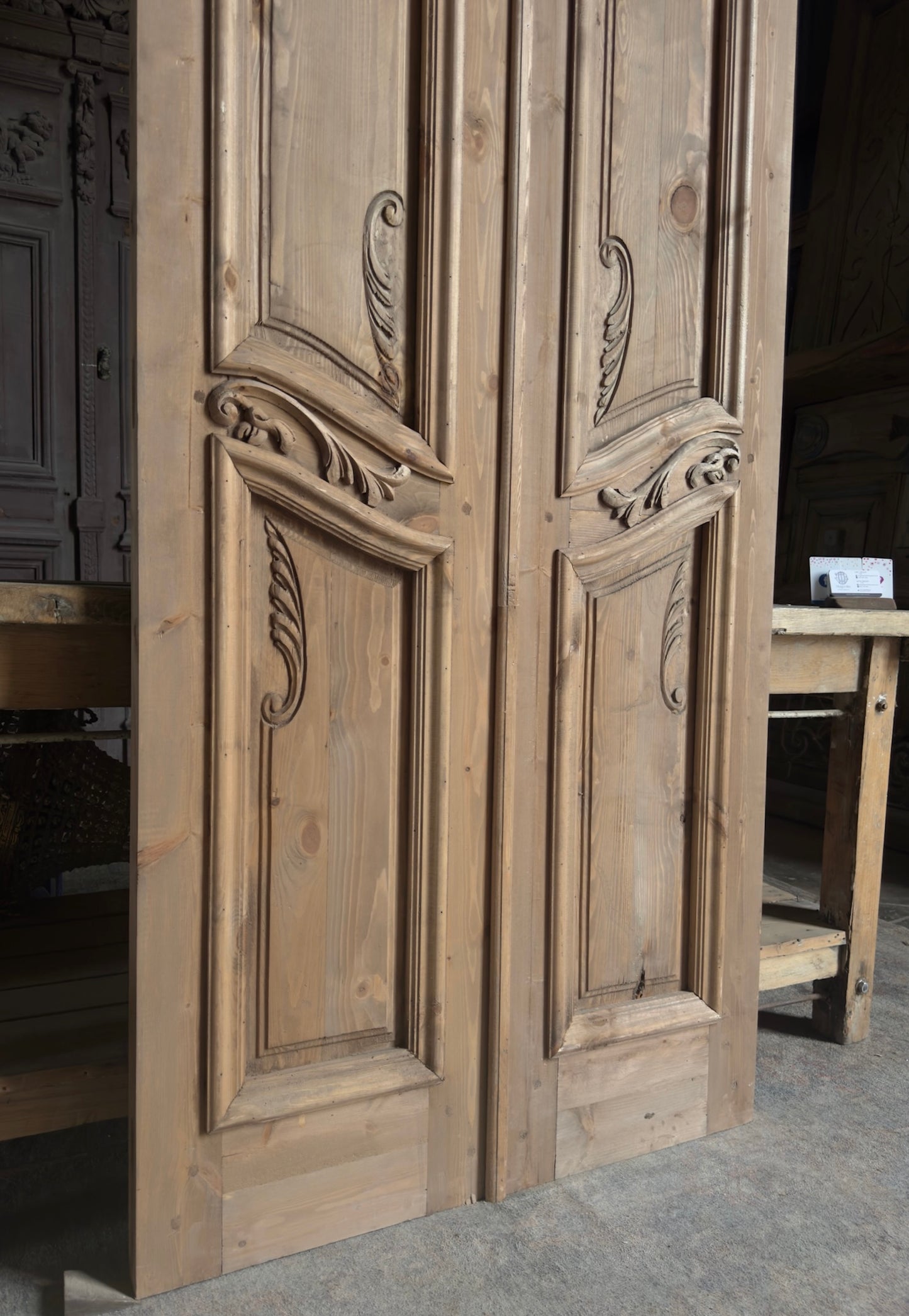 Handcrafted 2 Panel Carved Solid French Doors - 36x96 K6