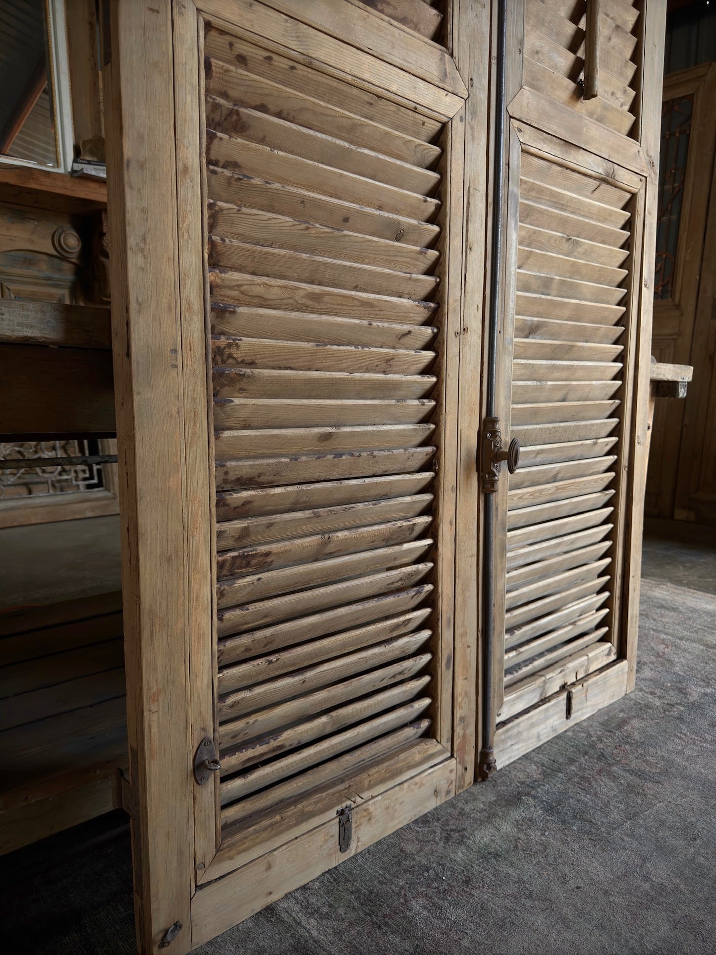 European Antique Louvered Shutters - 48x90 G111