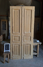 Raised Molding 3 Panel Antique Solid French Doors - 43x96 K402