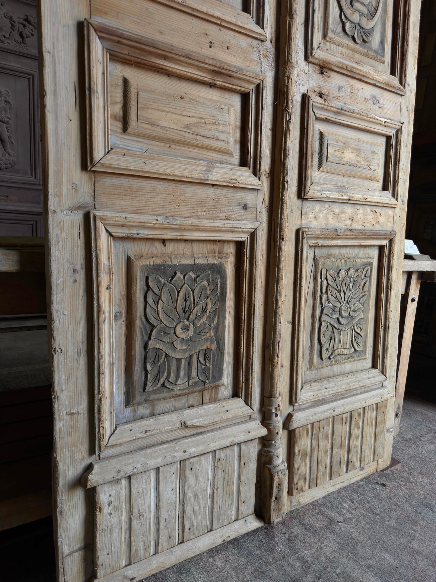 Classy Hand Carved Antique French Doors - 48x105.5 J111