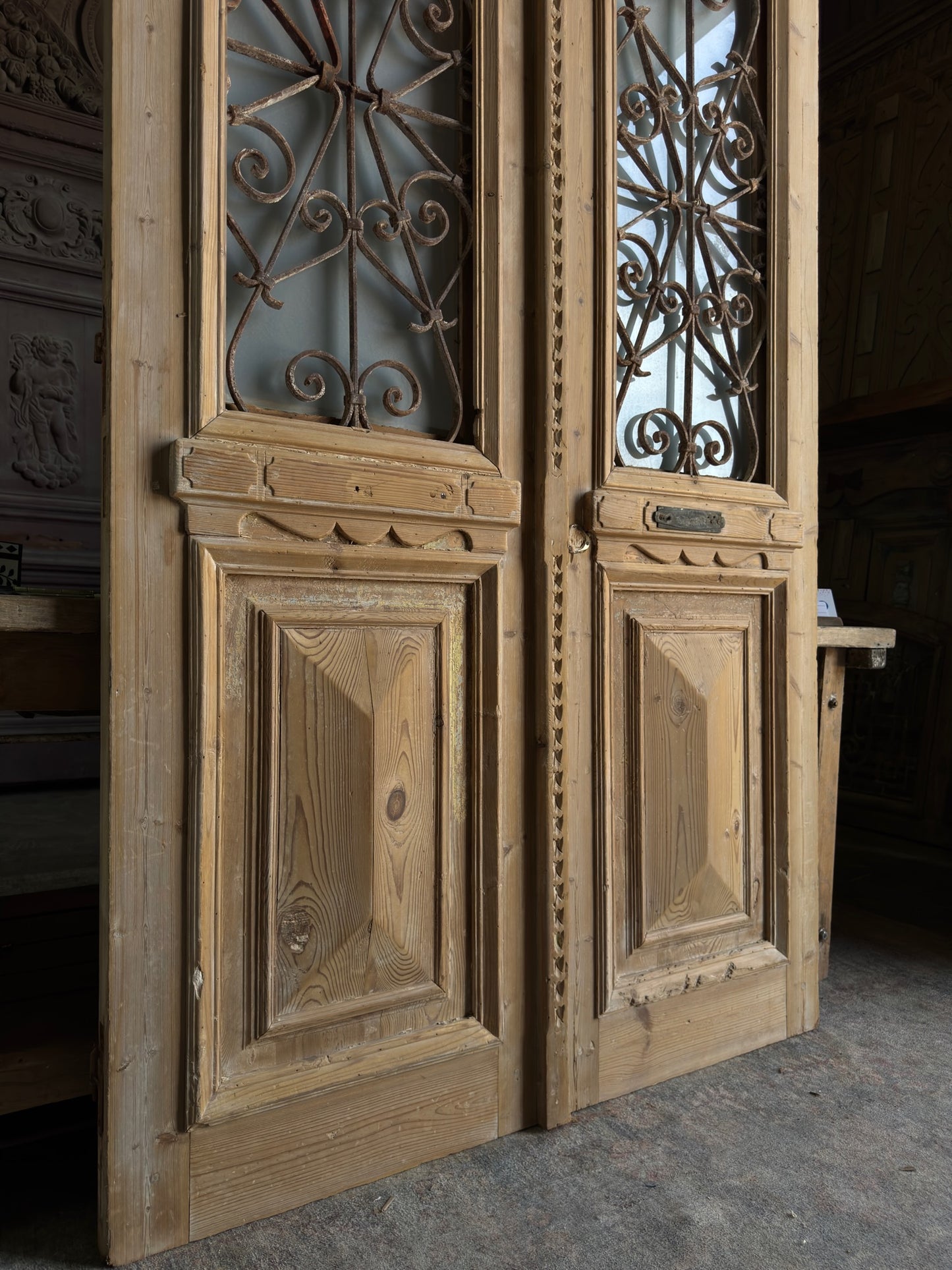 Webbed Antique Iron French Doors - 51.25x84.5 J78