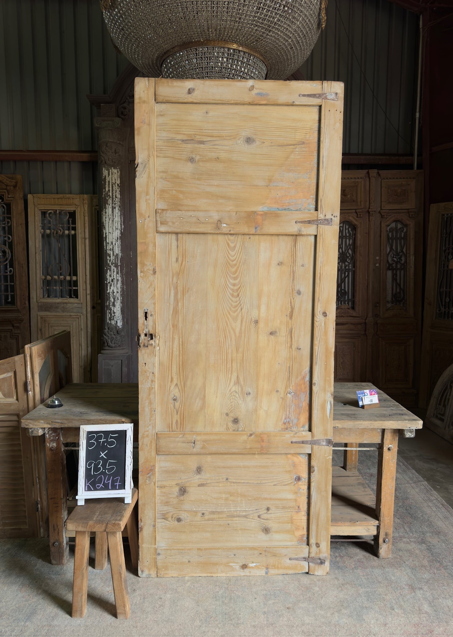 3 Panel Single Solid Antique Door - 37.5x93.5 K247