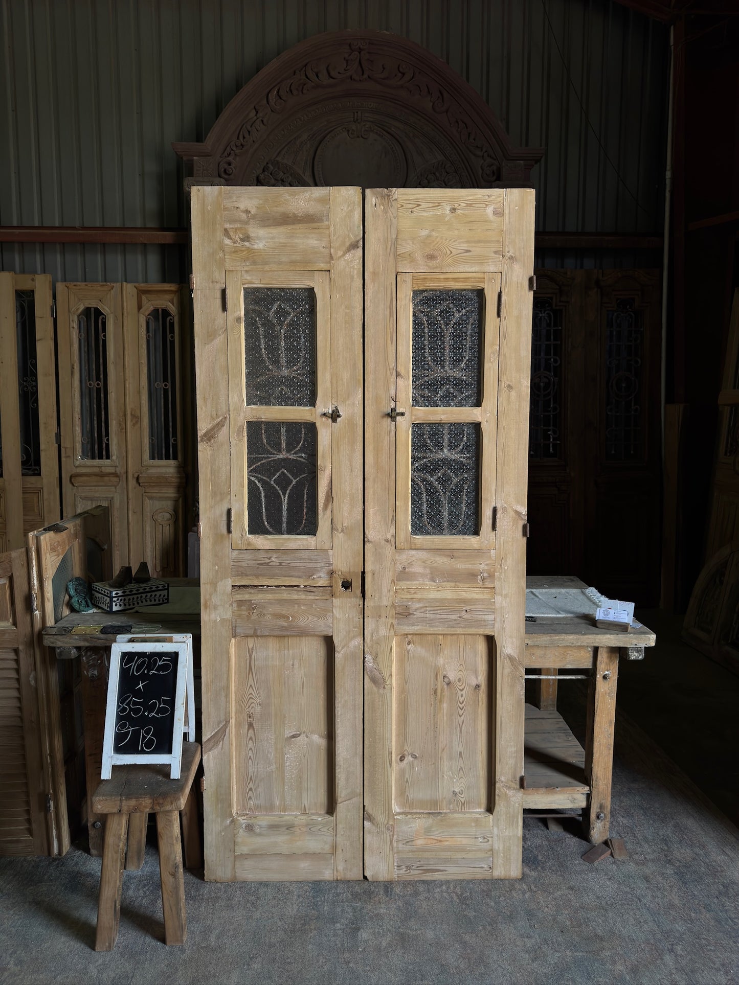 Stately Antique Iron French Double Doors - 40.25x85.25 J18