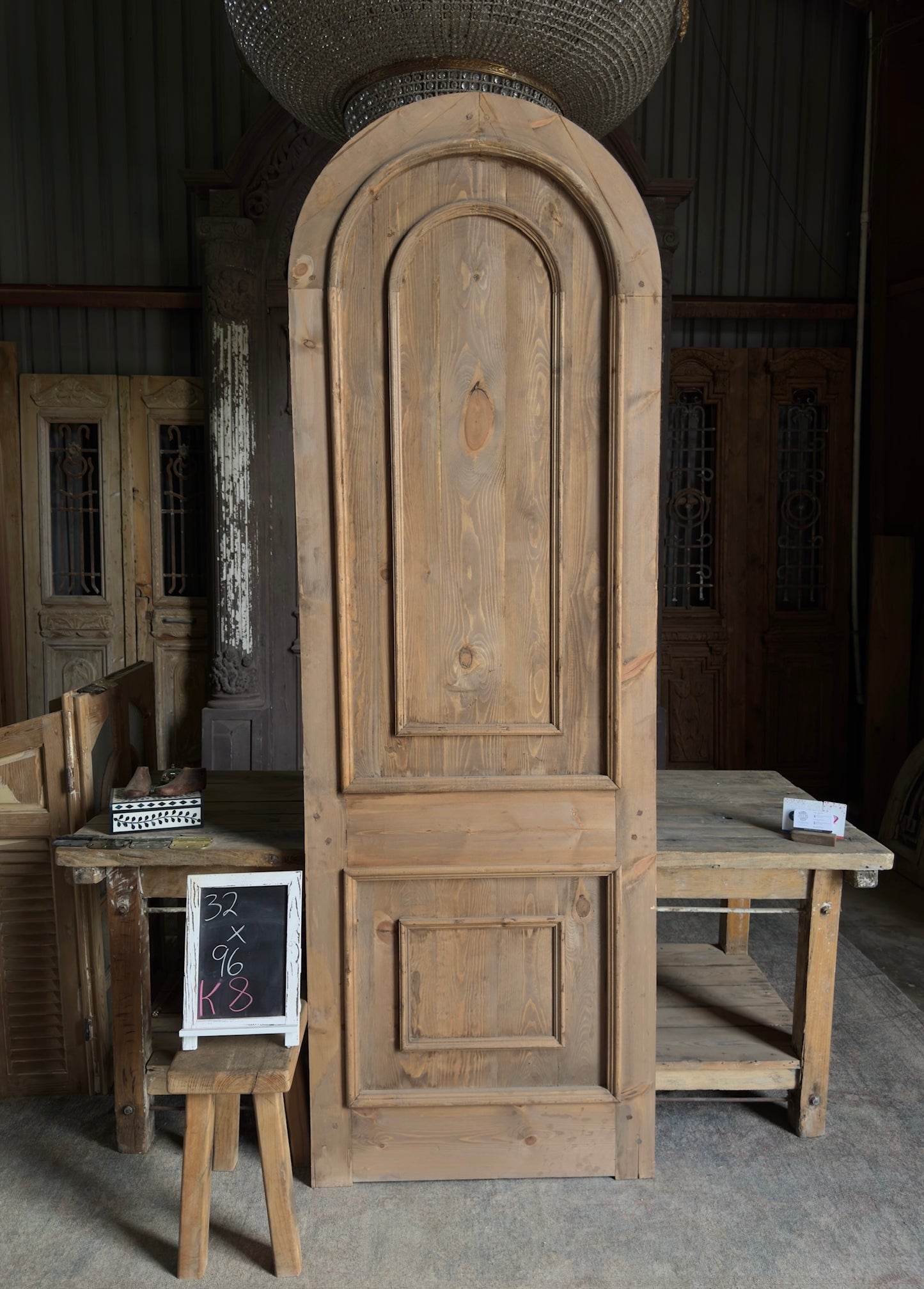 Handcrafted 2 Panel Solid Arched Door - 32x96 K8