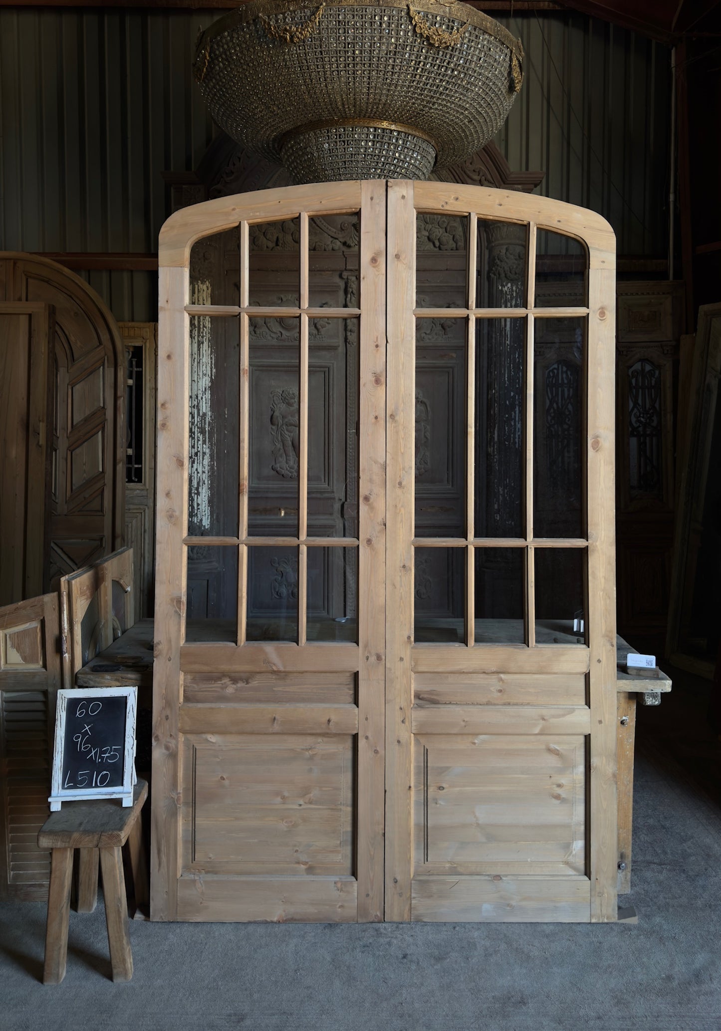 Handcrafted Eyebrow Arch Glass French Door - 60x96 L510