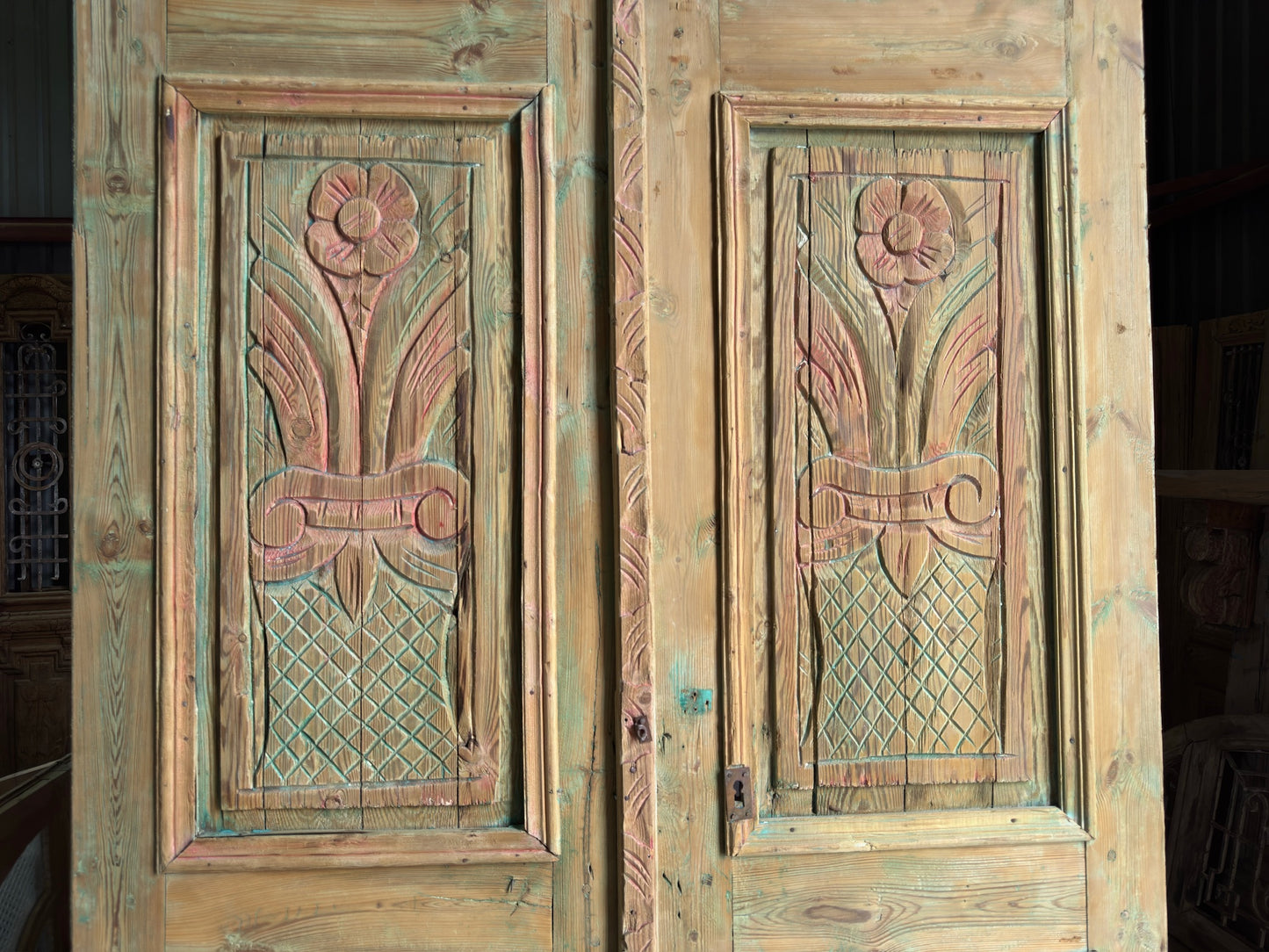 Hand Carved Antique French Doors - 56x92.5 K200