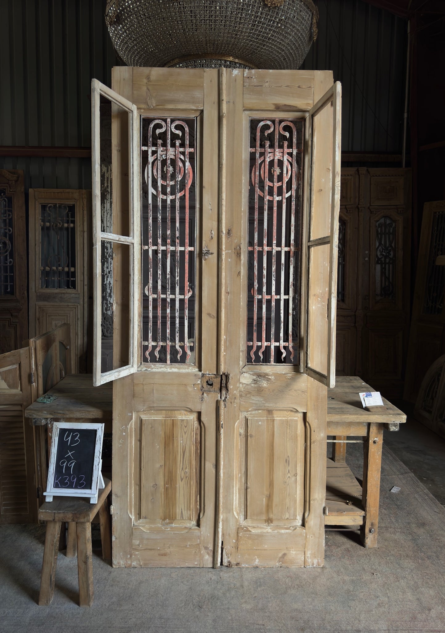 19th Century Antique Iron French Doors - 43x99 K393