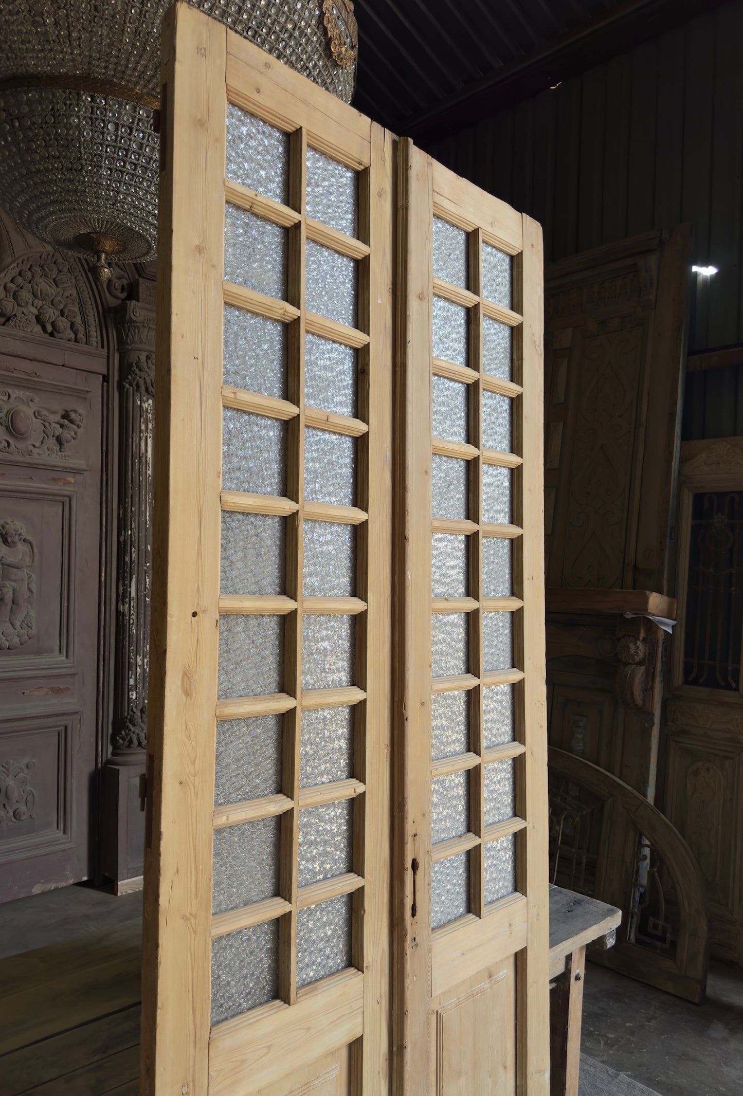 18 Lite Glass Antique French Doors - 40.75x101.5 K252