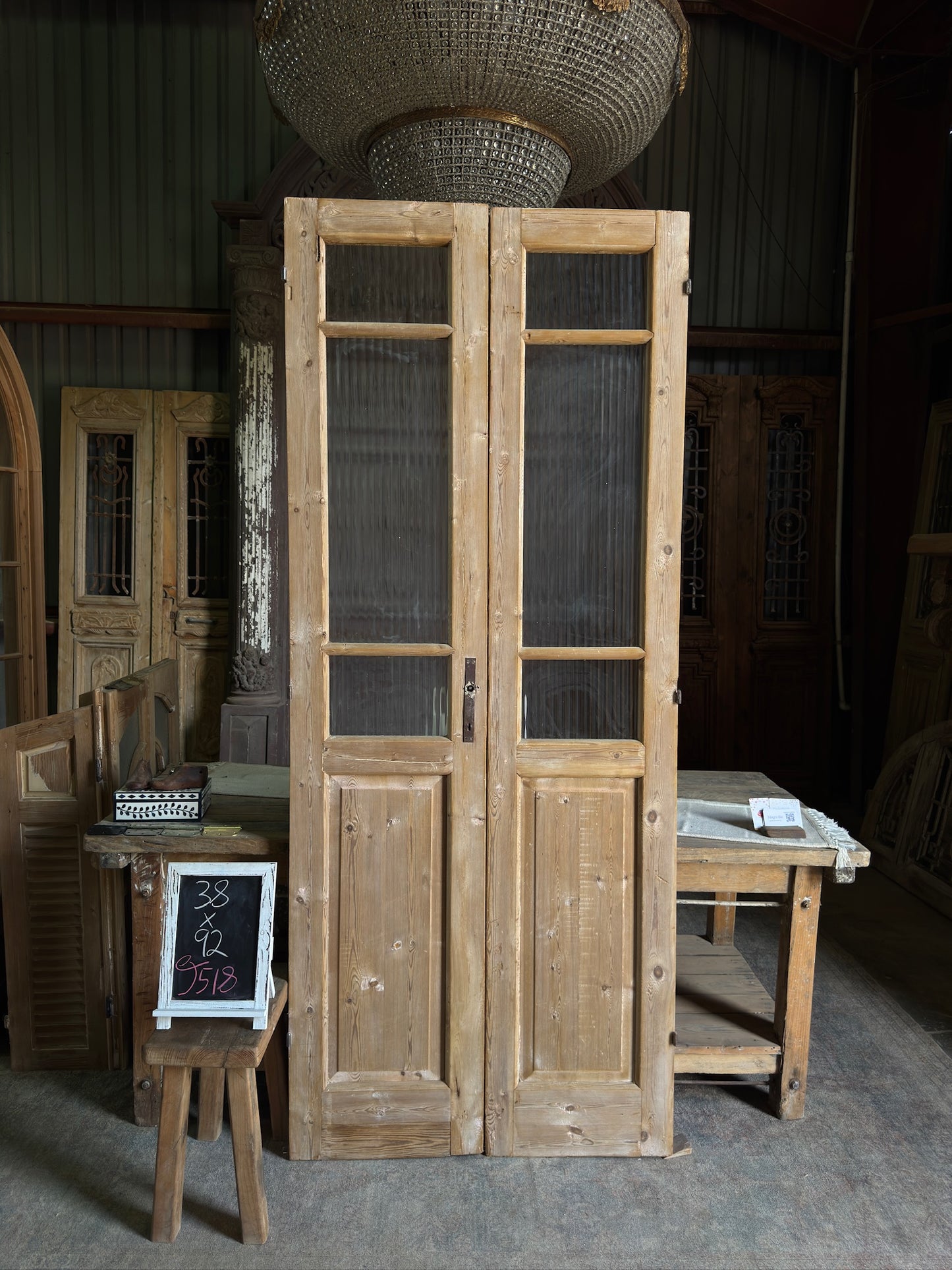 Antique Glass French Doors - 38x92 J518