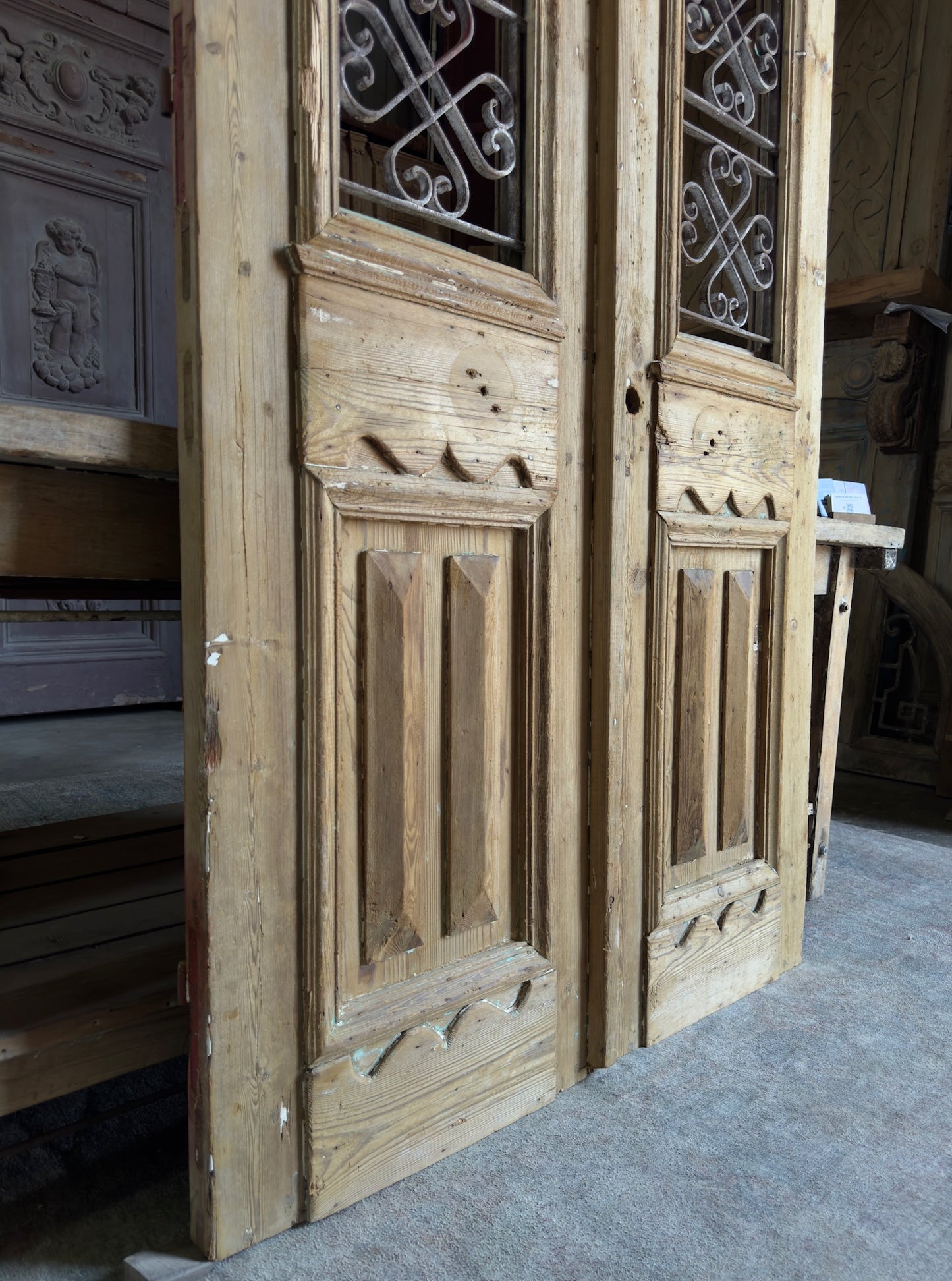 Antique Iron French Double Doors - 44x81.5 K275