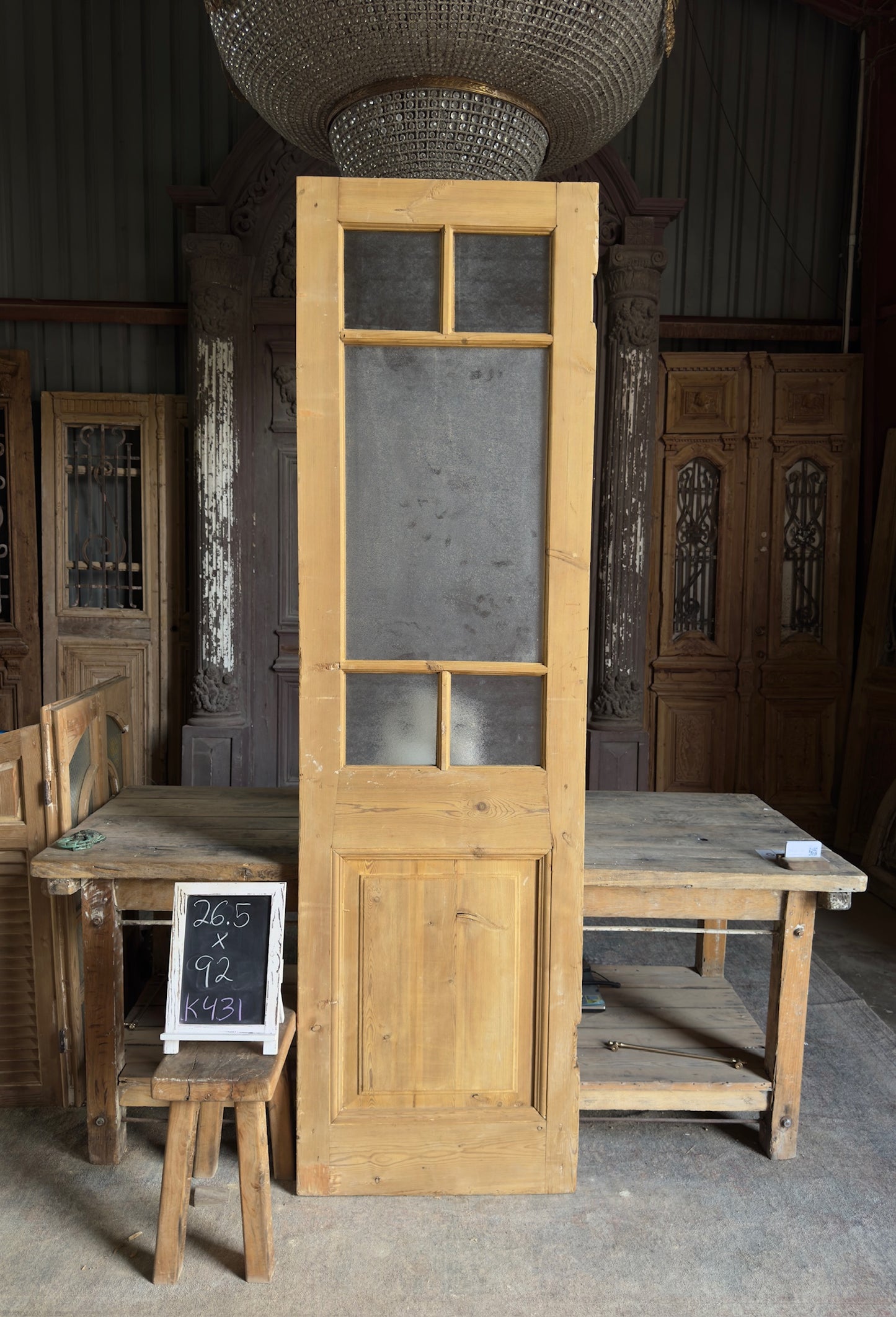 5 Lite Antique Glass Single Door - 26.5x92 K431