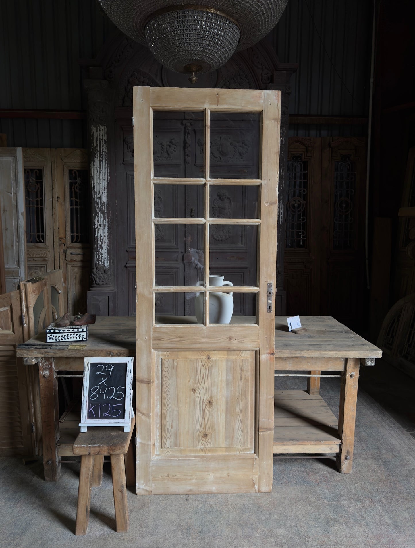 19th Century Antique Glass Single Door - 29x84.25 K125