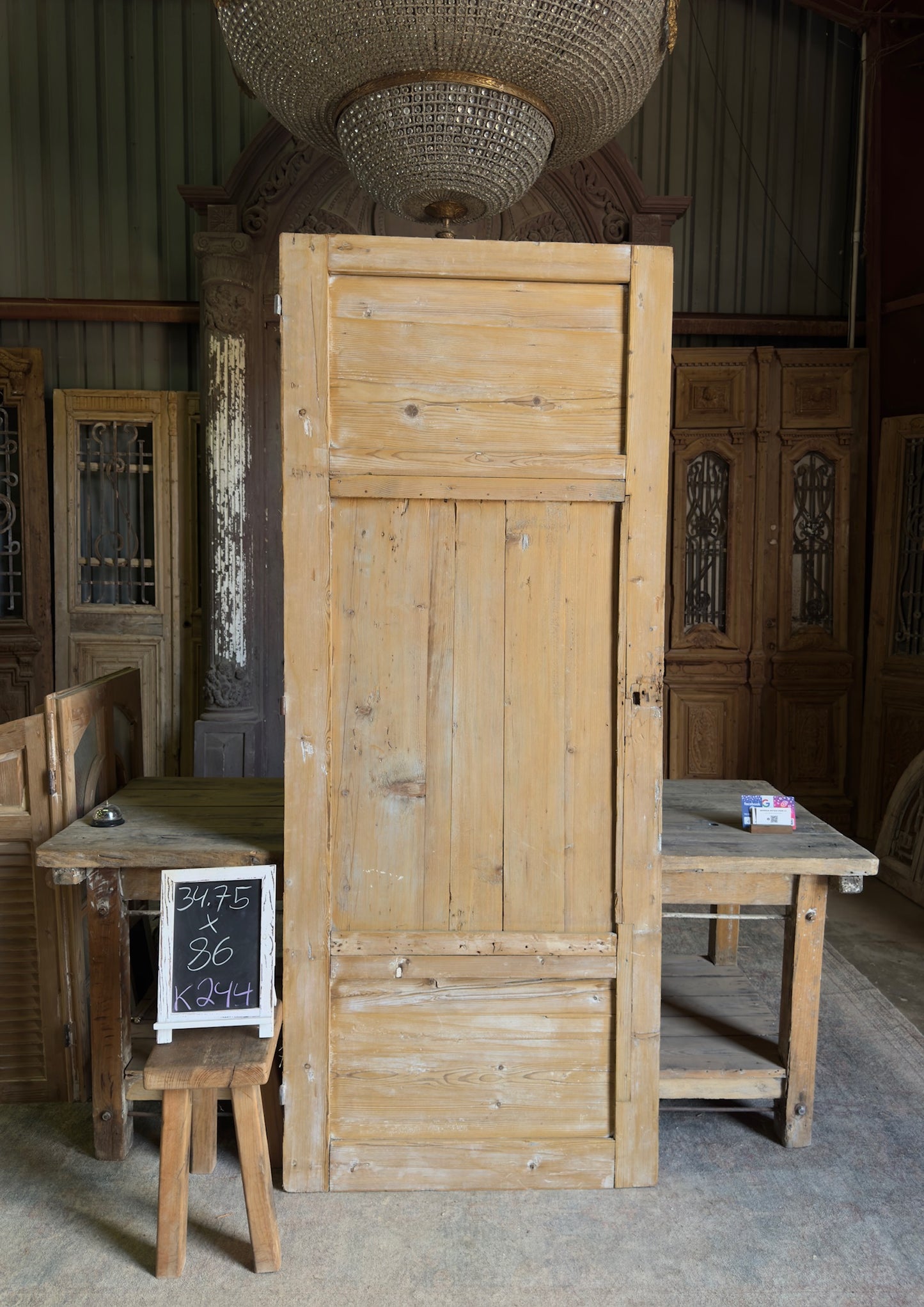 3 Panel Single Solid Antique Door - 34.75x86 K244