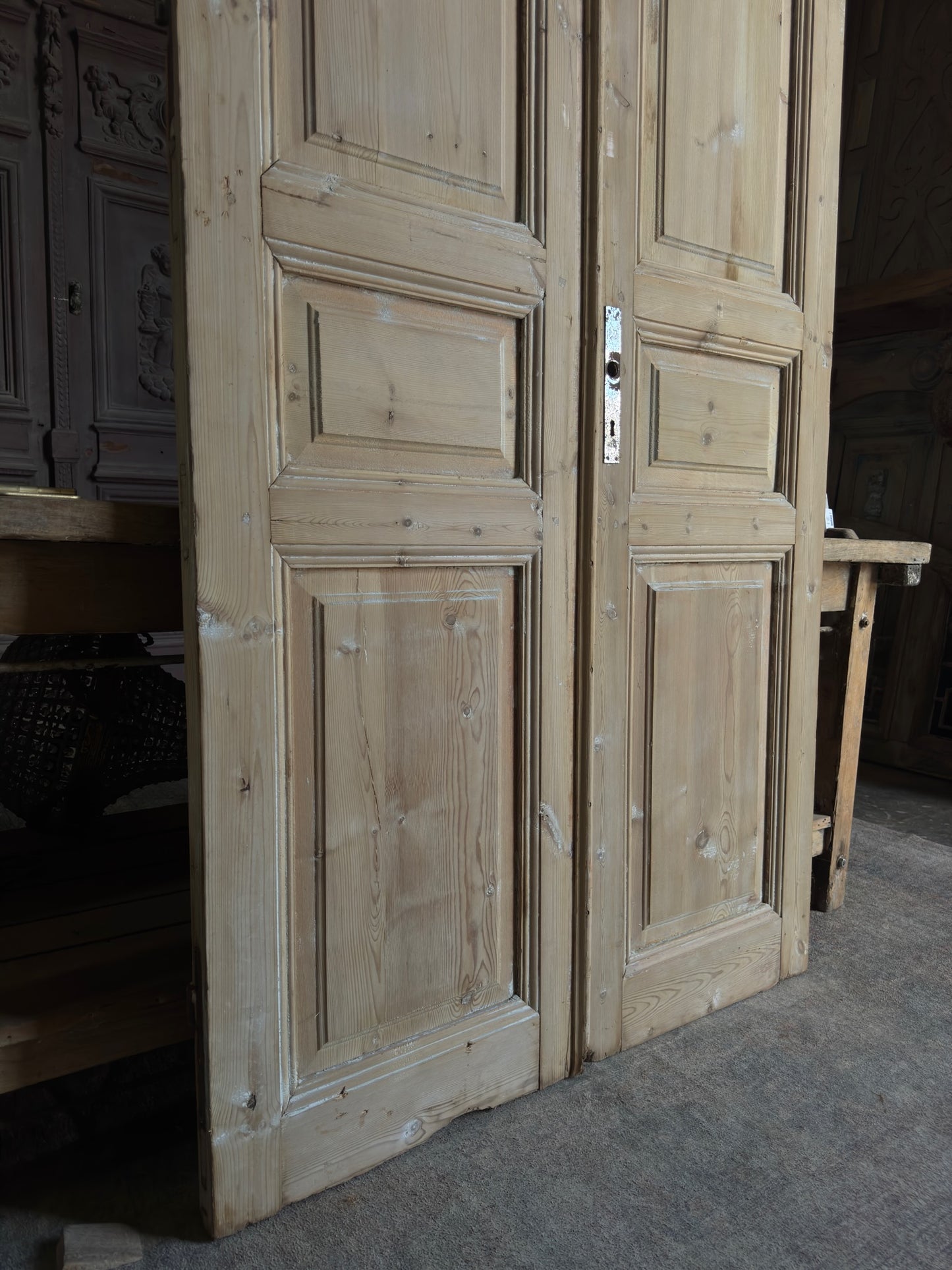 3 Panel Antique Solid French Doors - 43x94.5 K47