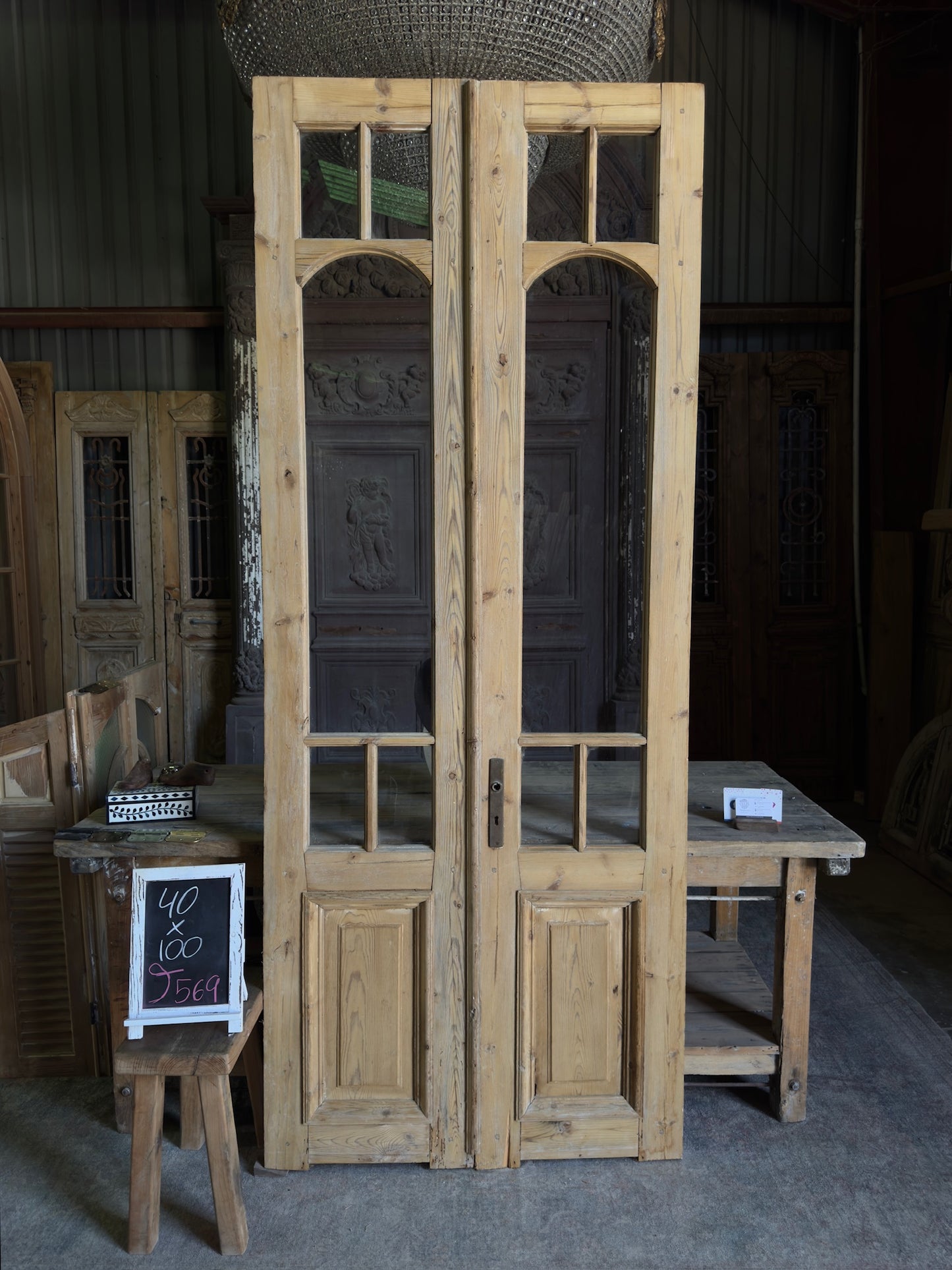 Glass Antique French Doors - 40x100 J569