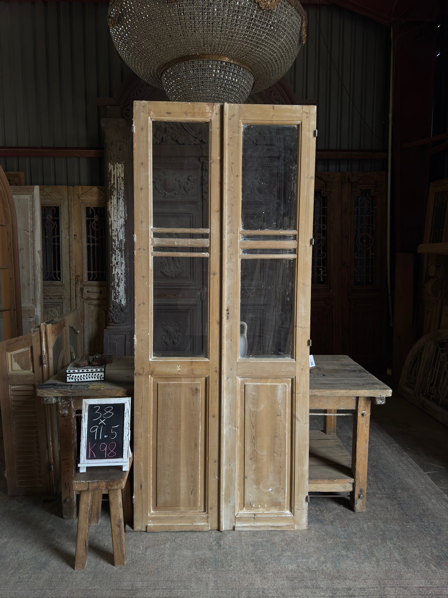 European Glass Antique French Doors - 38x91.5 K98