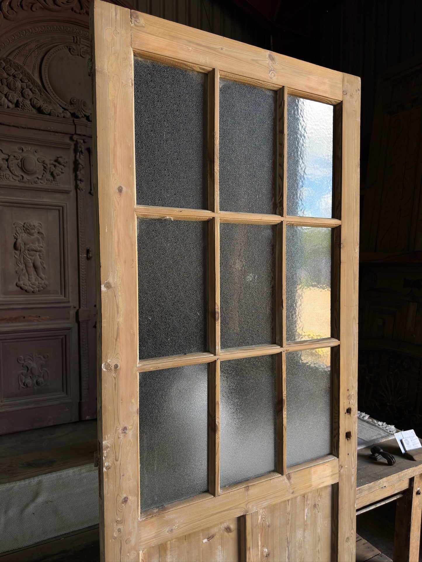 9 Light Single Antique Glass Door - 32x84.25 J129