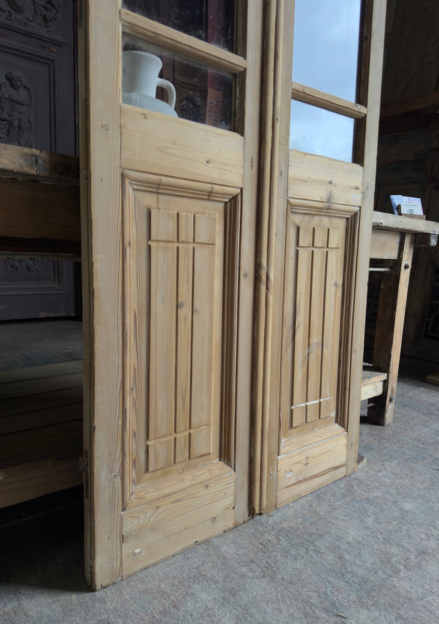 Narrow European Antique Glass French Doors - 32.5x81.25 K271