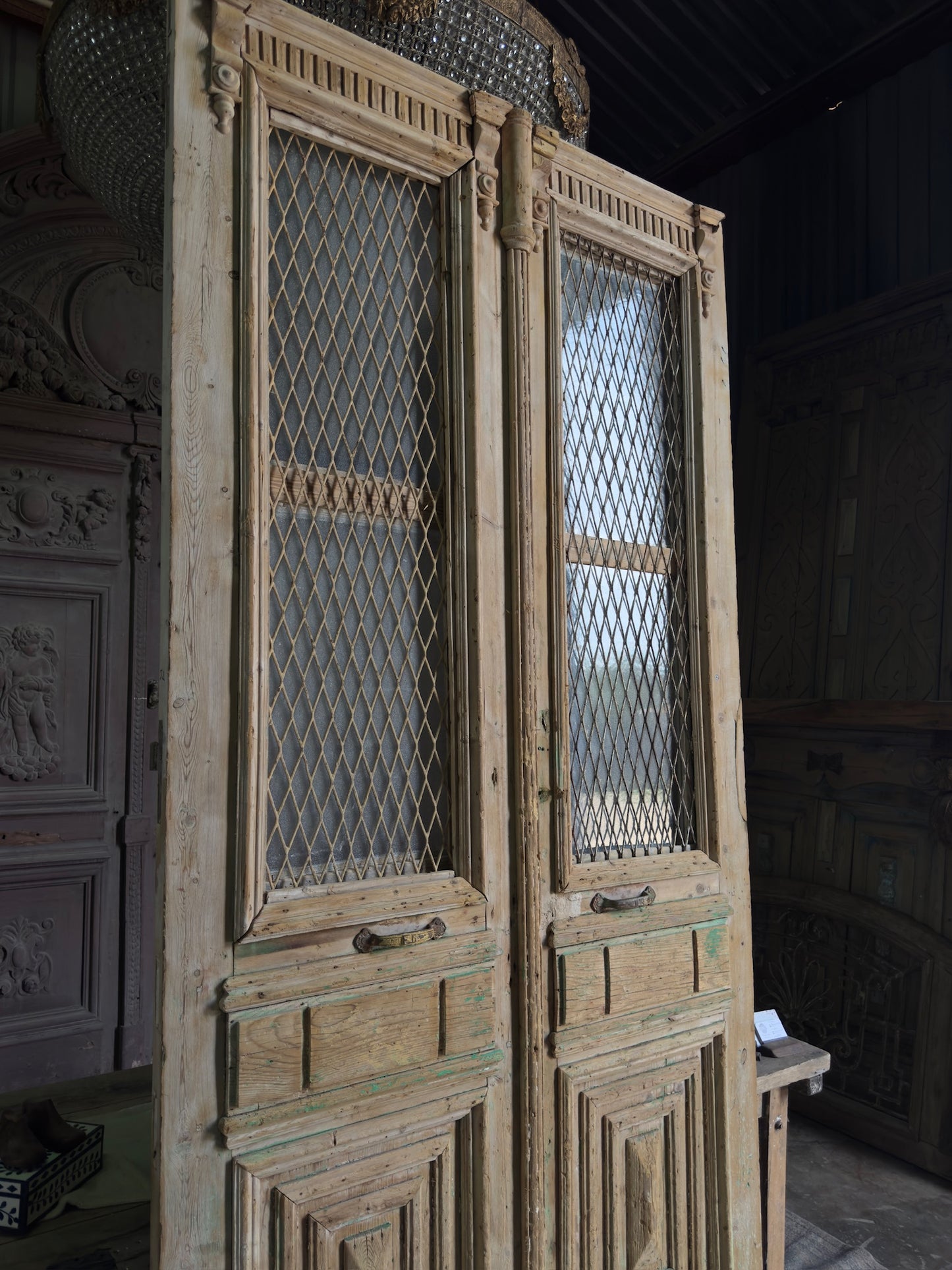 Tall Antique Iron French Doors - 53x113 J2