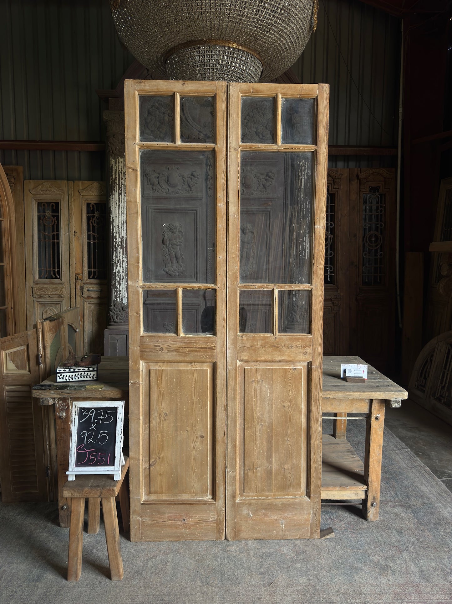 10 Lite Glass Antique French Doors - 39.75x92.5 J551