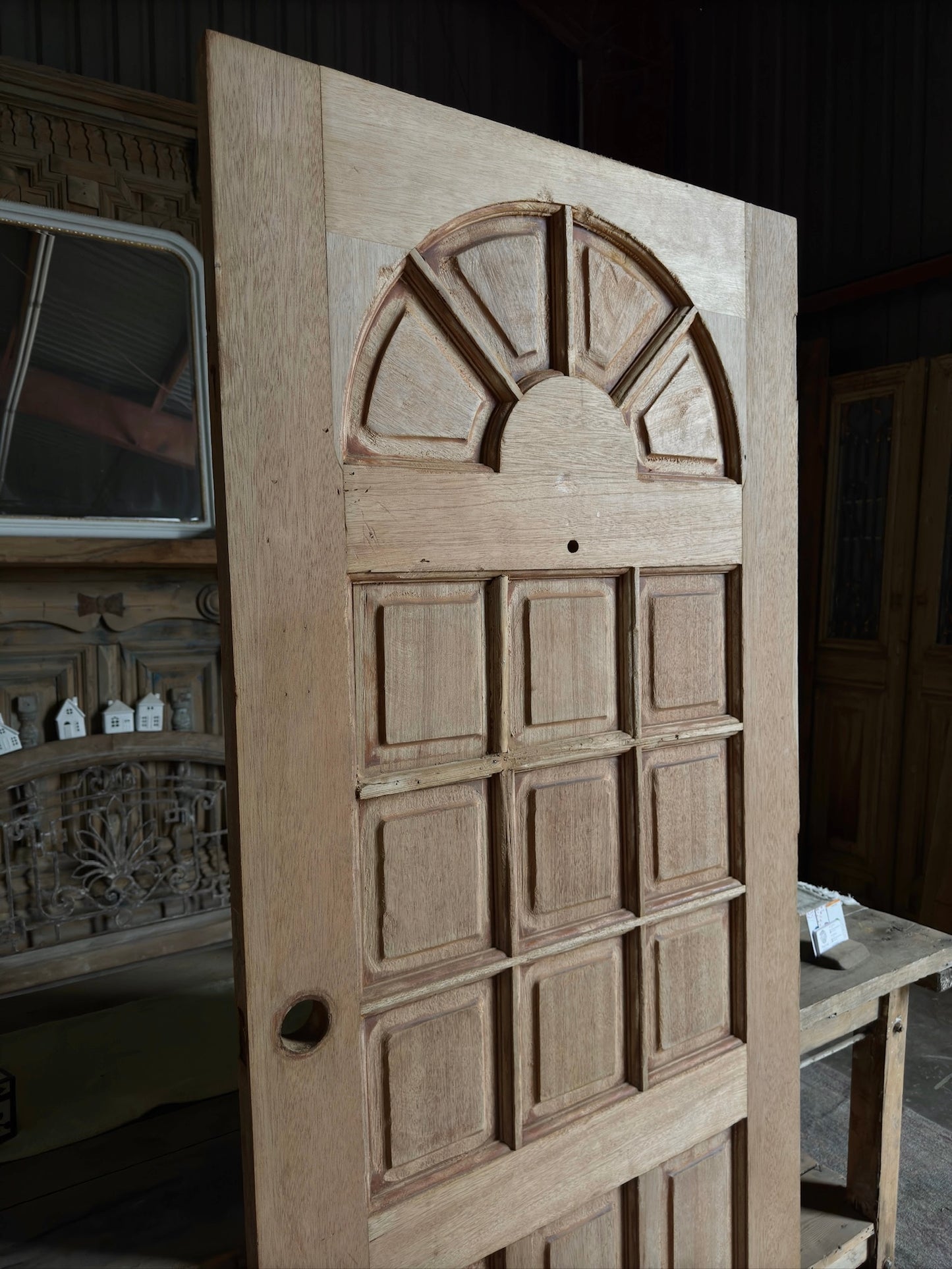 Arch Design Paned Solid Single Vintage Door - 35.5x80.75 G88