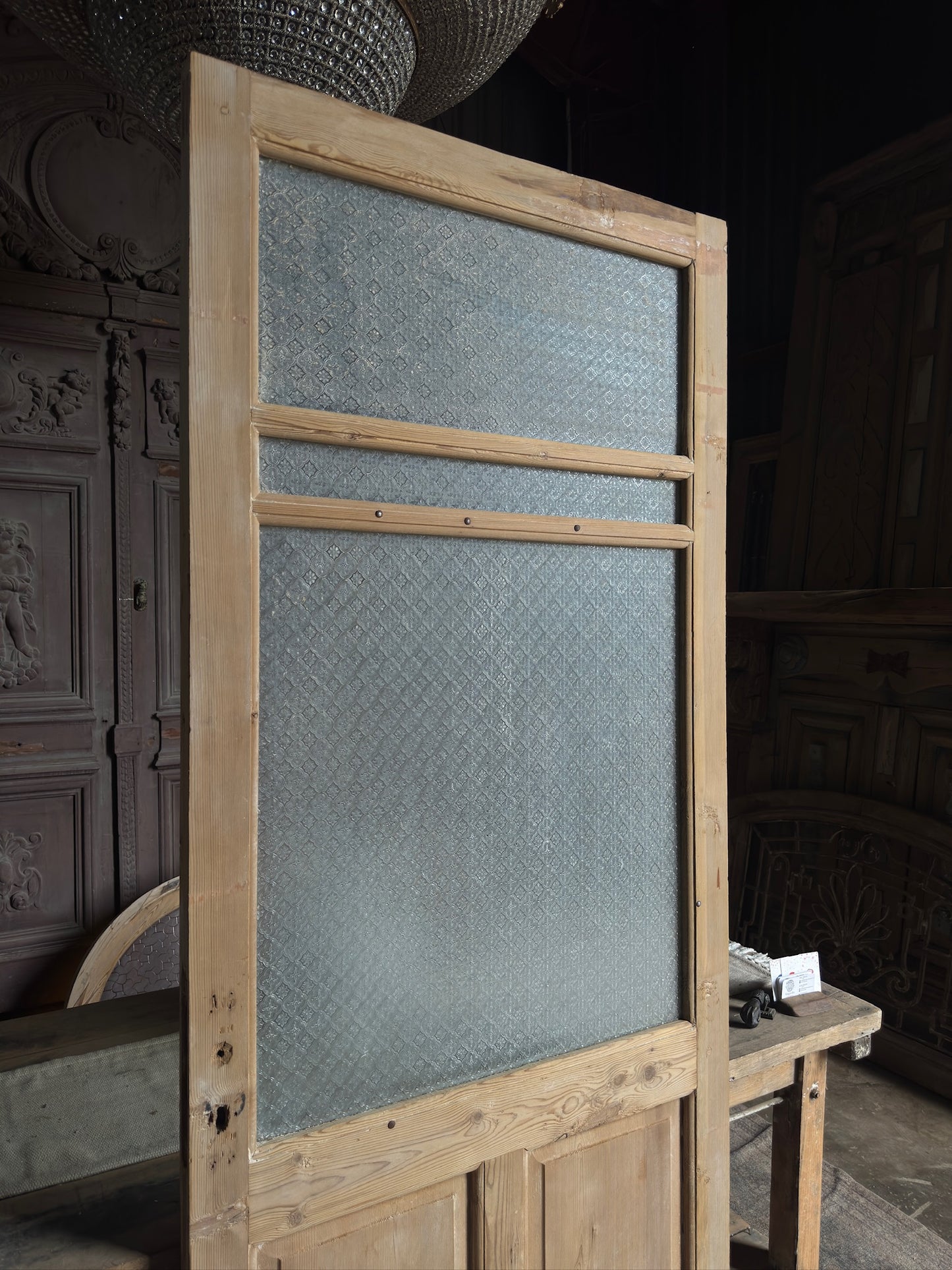19th Century Antique Glass Single Door - 36x89.5 J247
