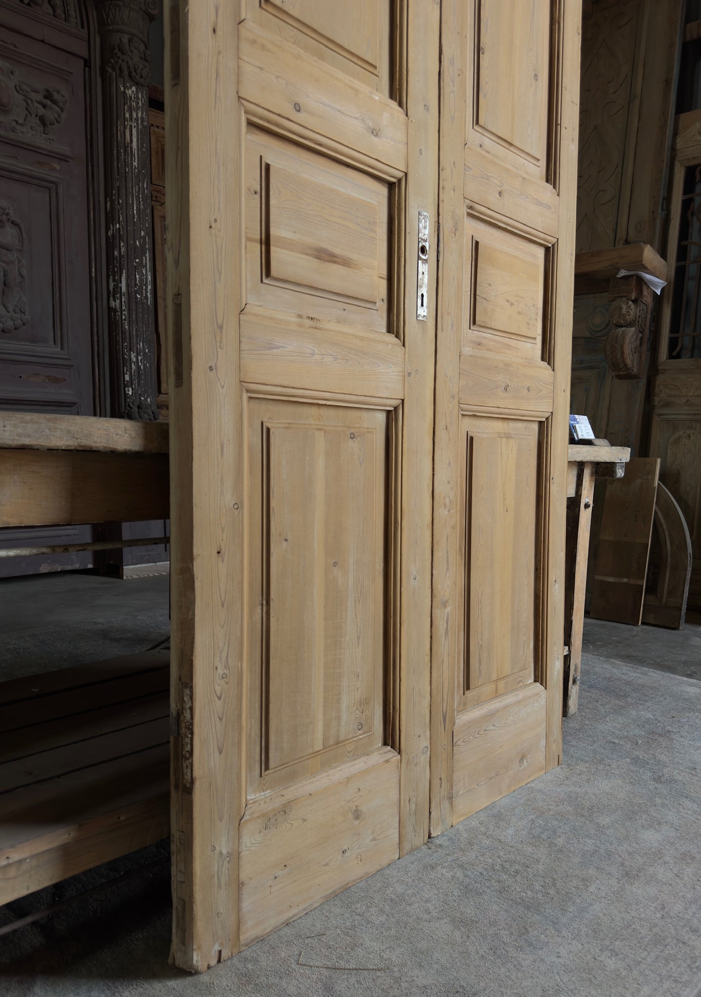 3 Panel Antique Solid French Doors - 41x101.25 K335