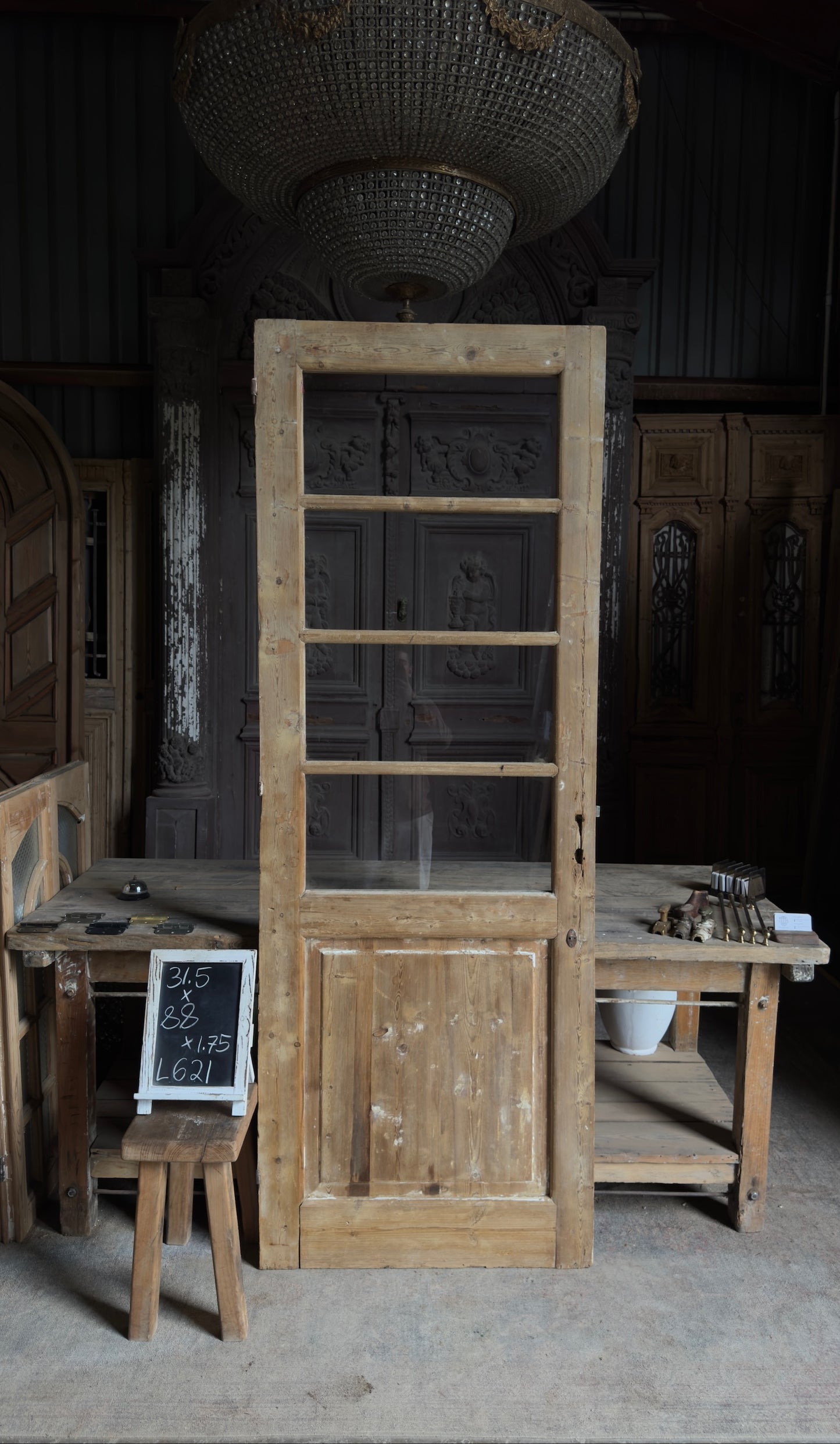 Antique Glass 4 Lite Door - 31.5x88 - L621