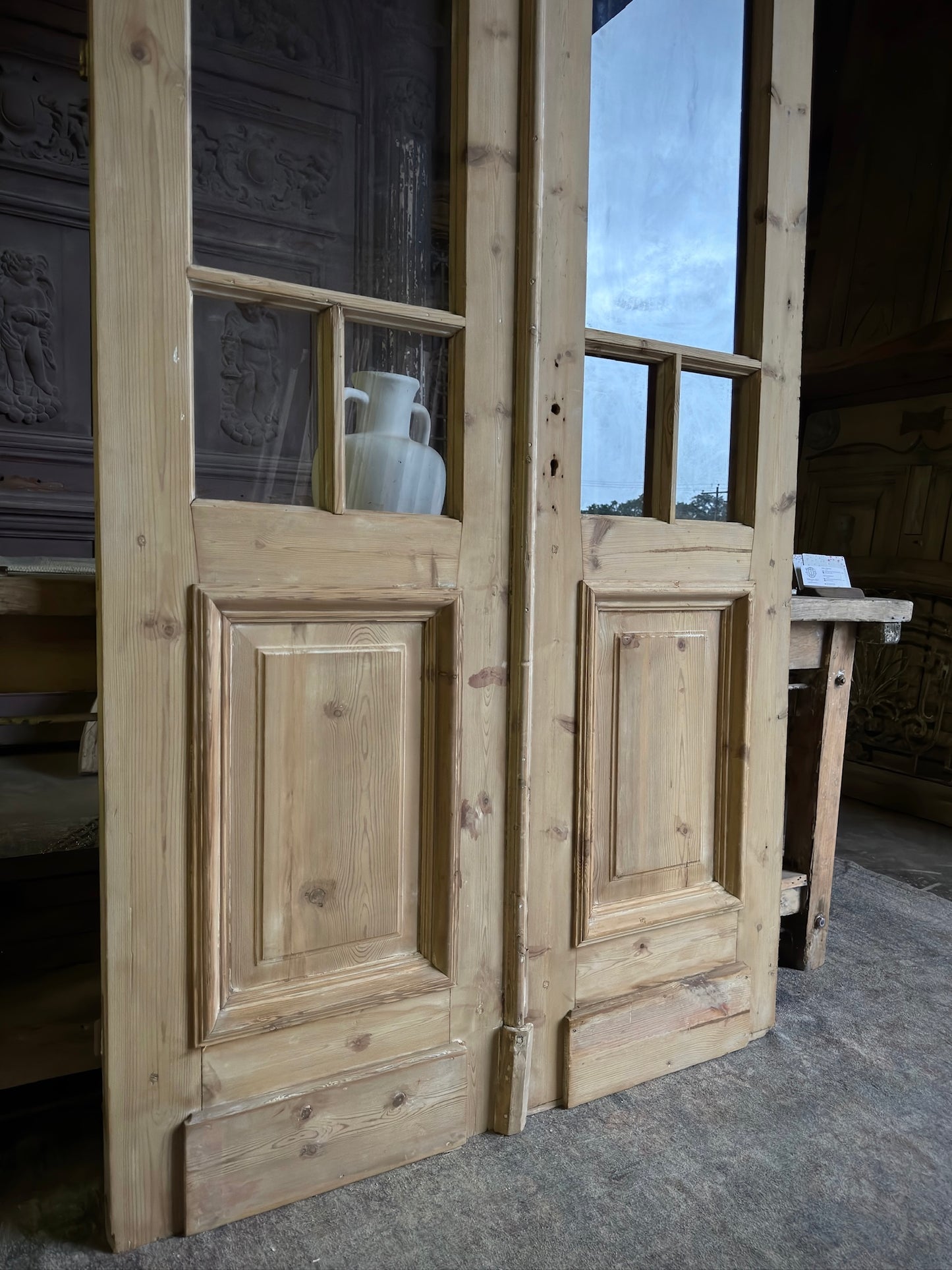 Unique Arch Style Antique Glass French Doors - 44.25x105.25 J210