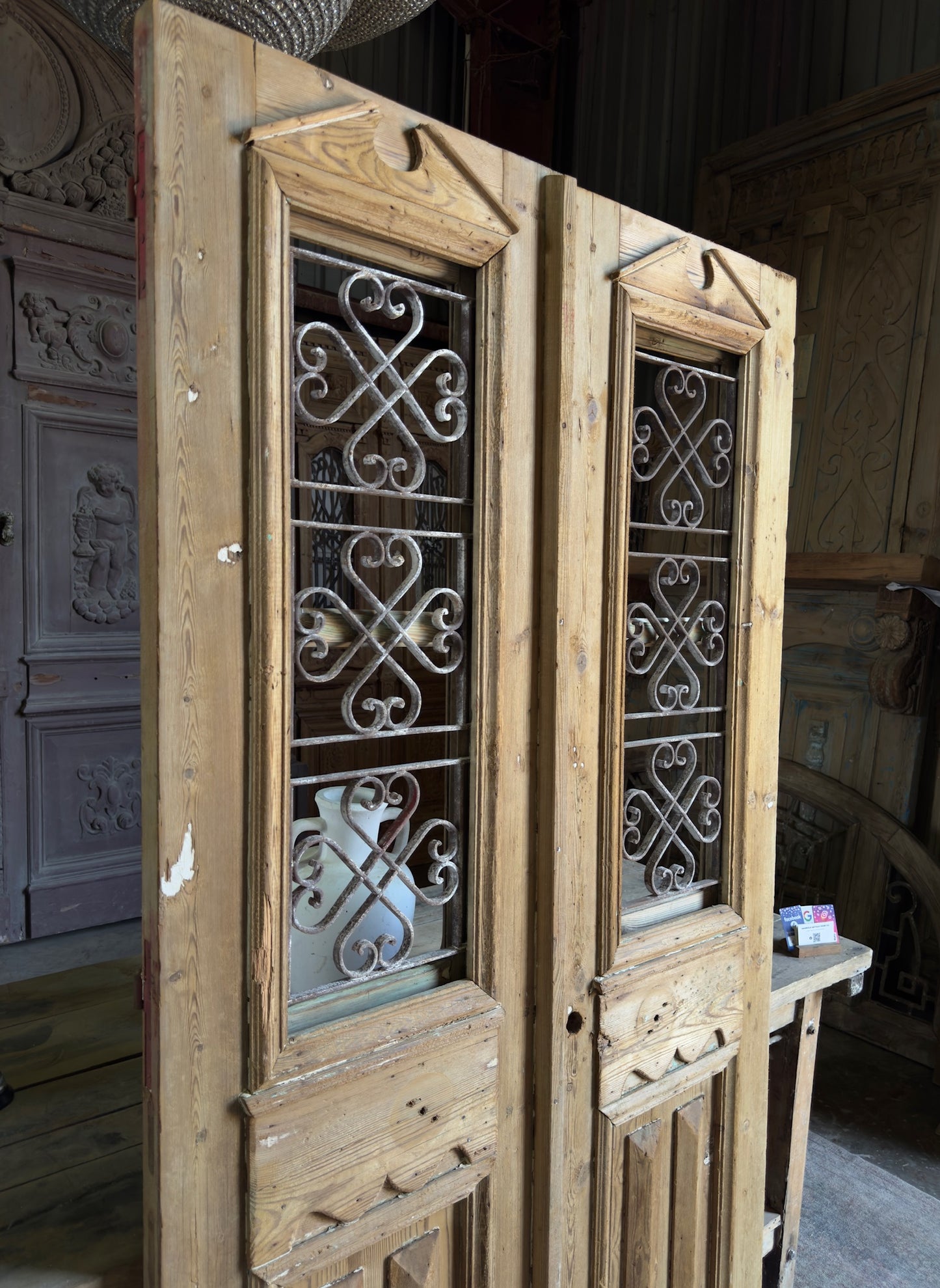 Antique Iron French Double Doors - 44x81.5 K275