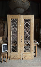 Diamond Grille Antique Iron French Doors - 51.5x89 - L477