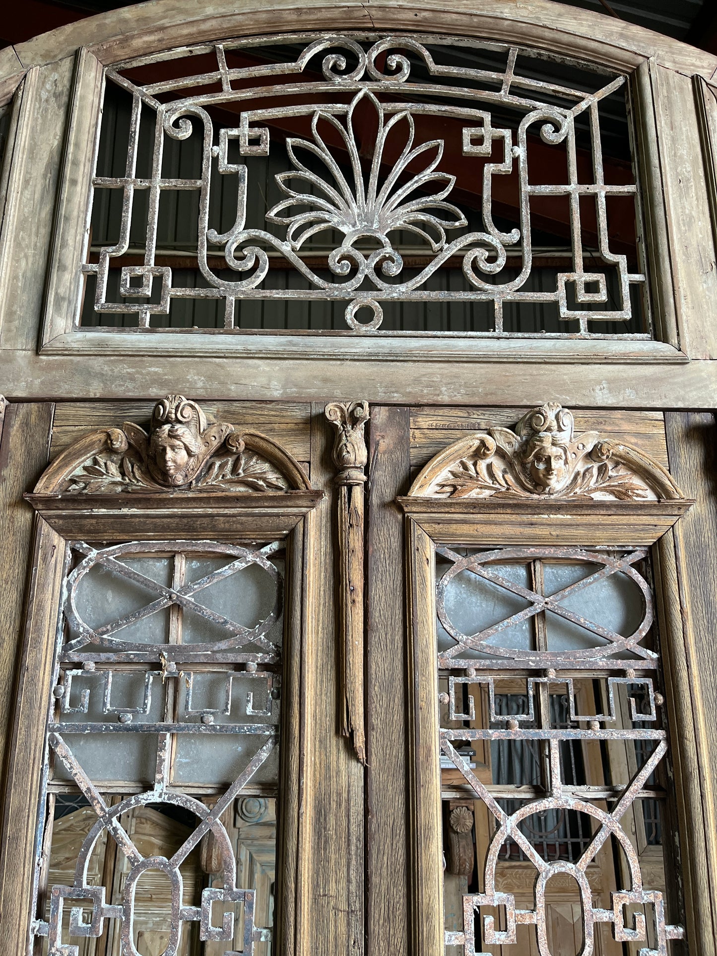 Complete Antique French Entry Door Unit - 80.5x141 H135