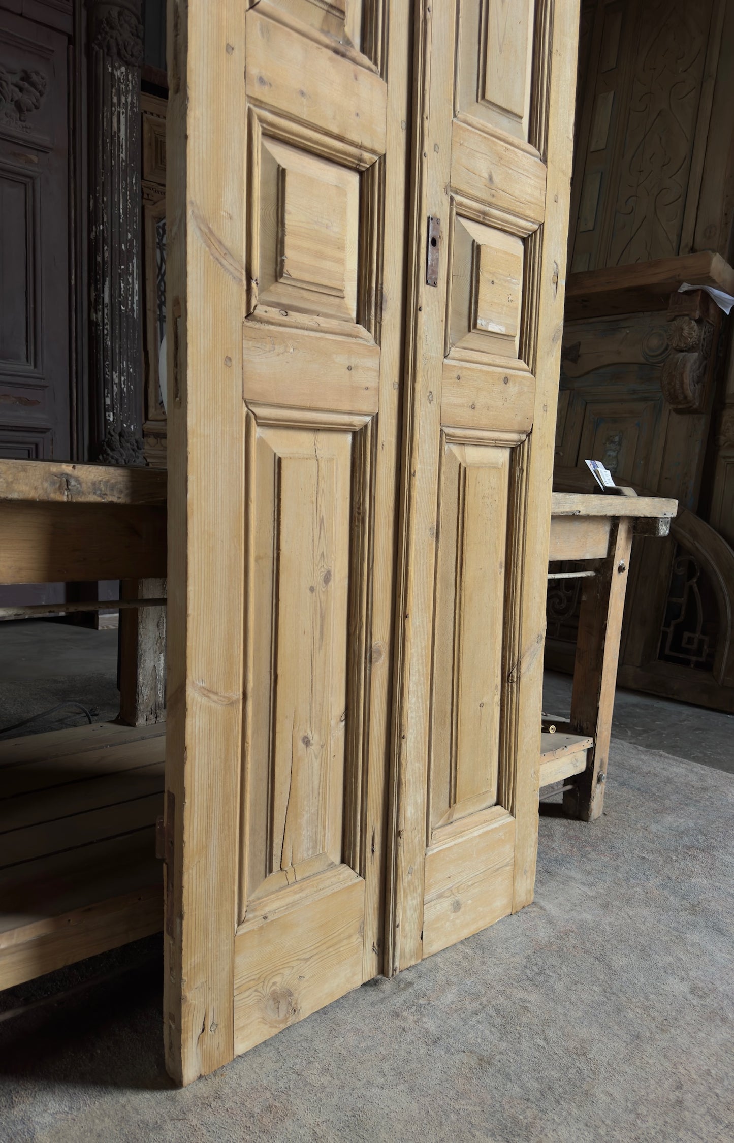 3 Panel Antique Solid French Doors - 30.5x105 K382