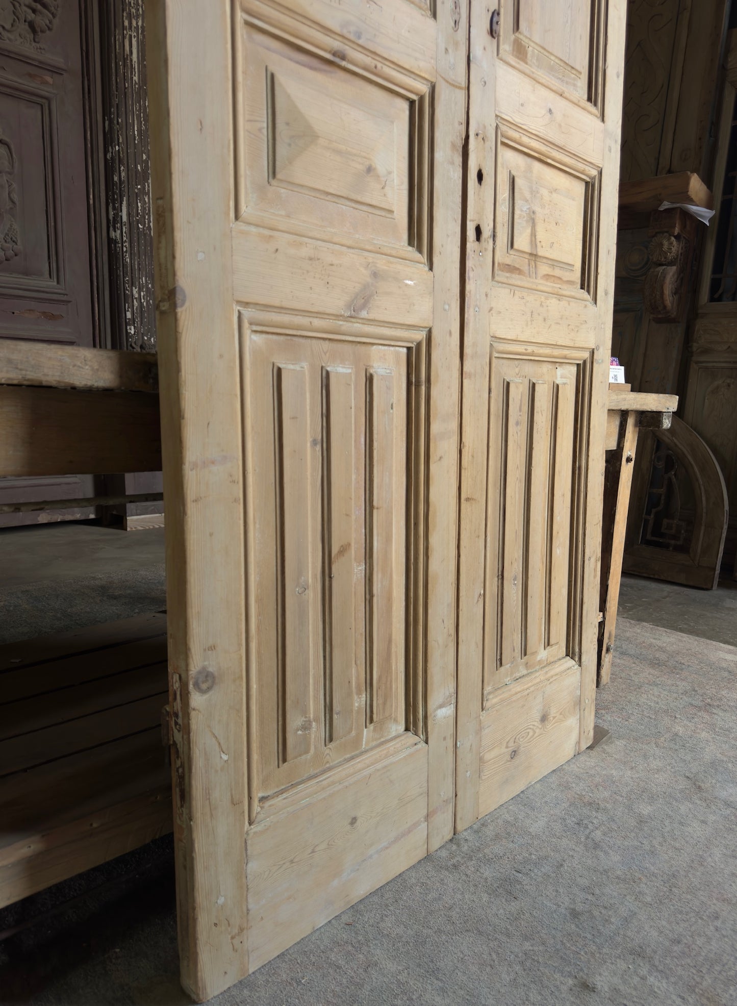 Unique 3 Panel Antique Solid French Doors - 39.5x101.25 K226