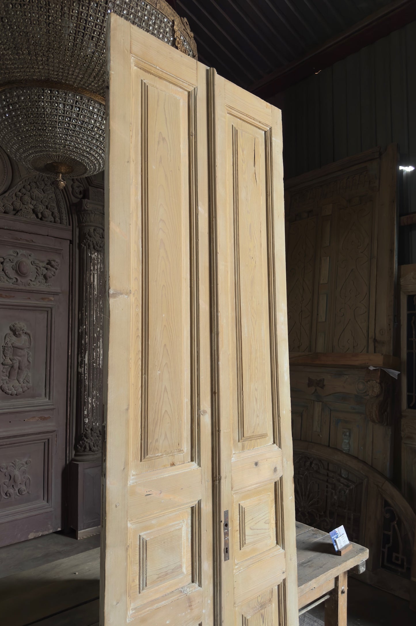 2 Panel Antique Solid French Doors - 31.25x105 K322