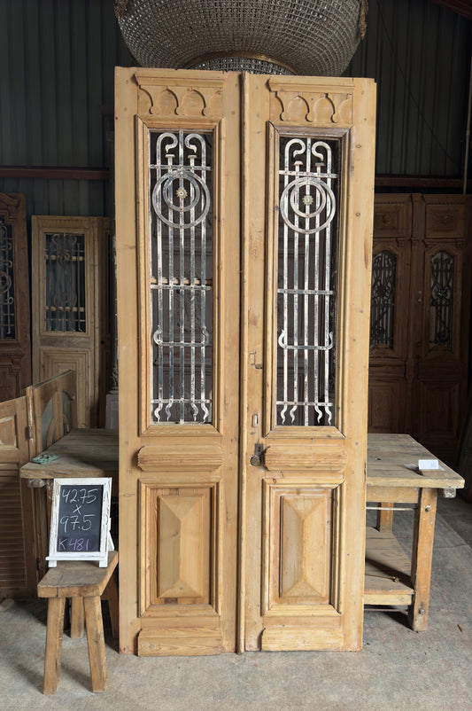 19th Century Antique Iron French Doors - 42.75x97.5 K481