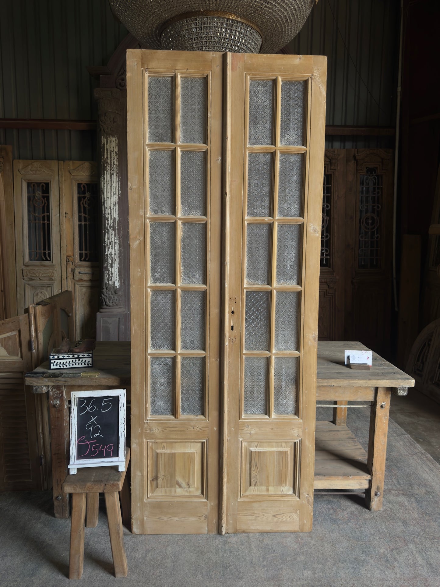 10 Lite Single Antique Glass Door - 36.5x92 J549