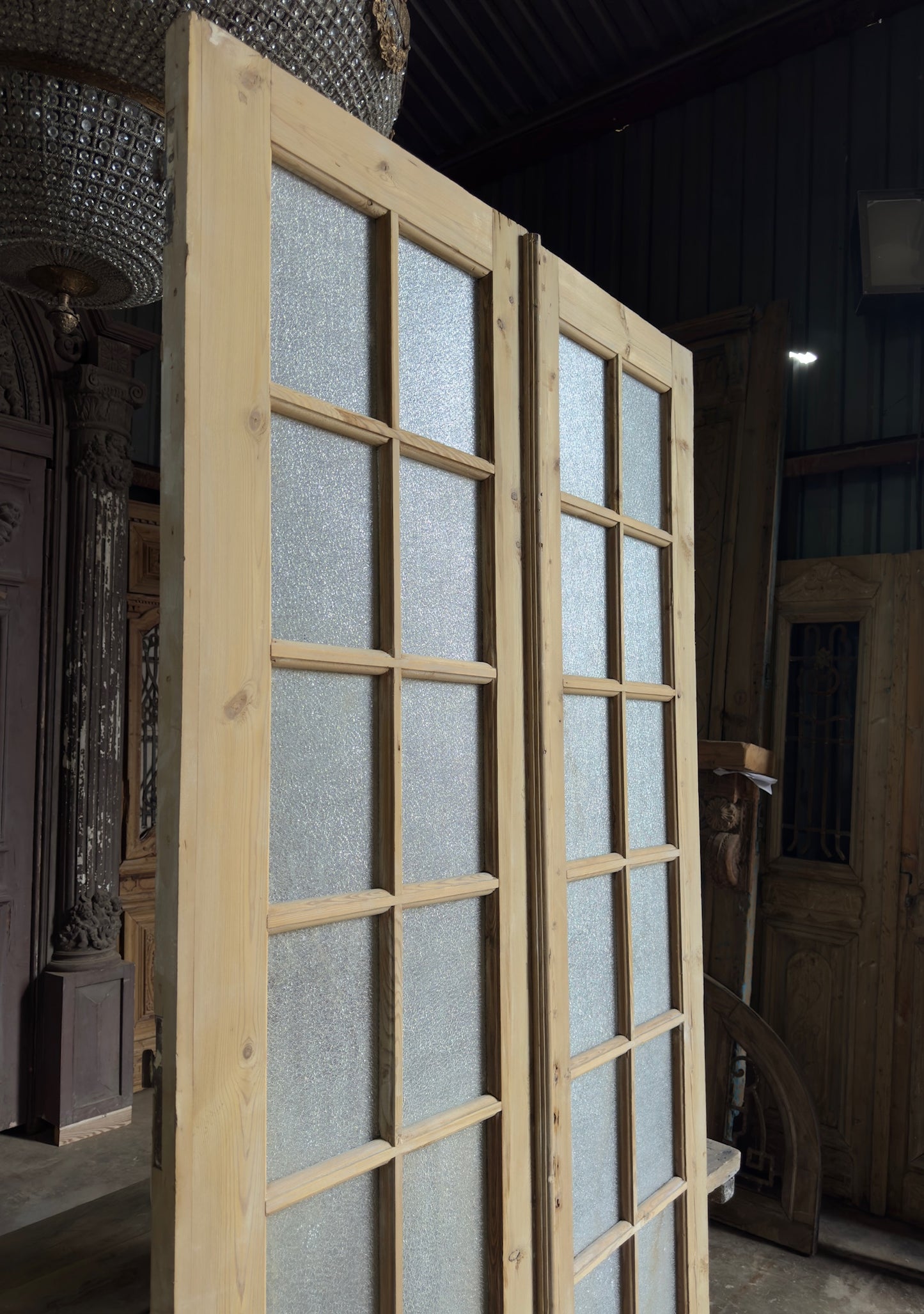 12 Lite Glass Antique French Doors - 47.75x98 K250
